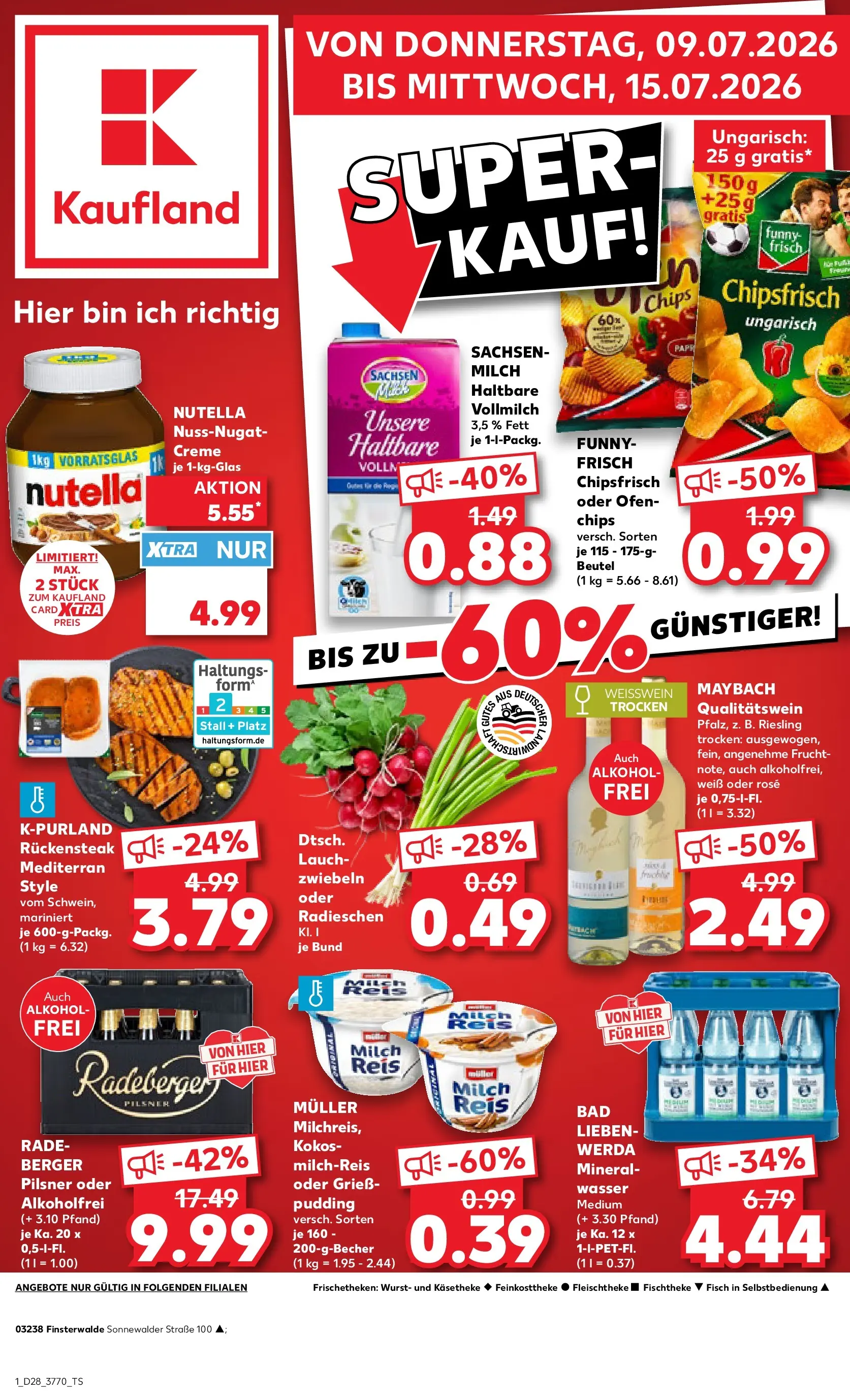 Prospekt Kaufland ab 09.07.2026 » Angebote Online zum Blättern | Seite: 1 | Produkte: Milch, Nutella, Fisch, Wasser