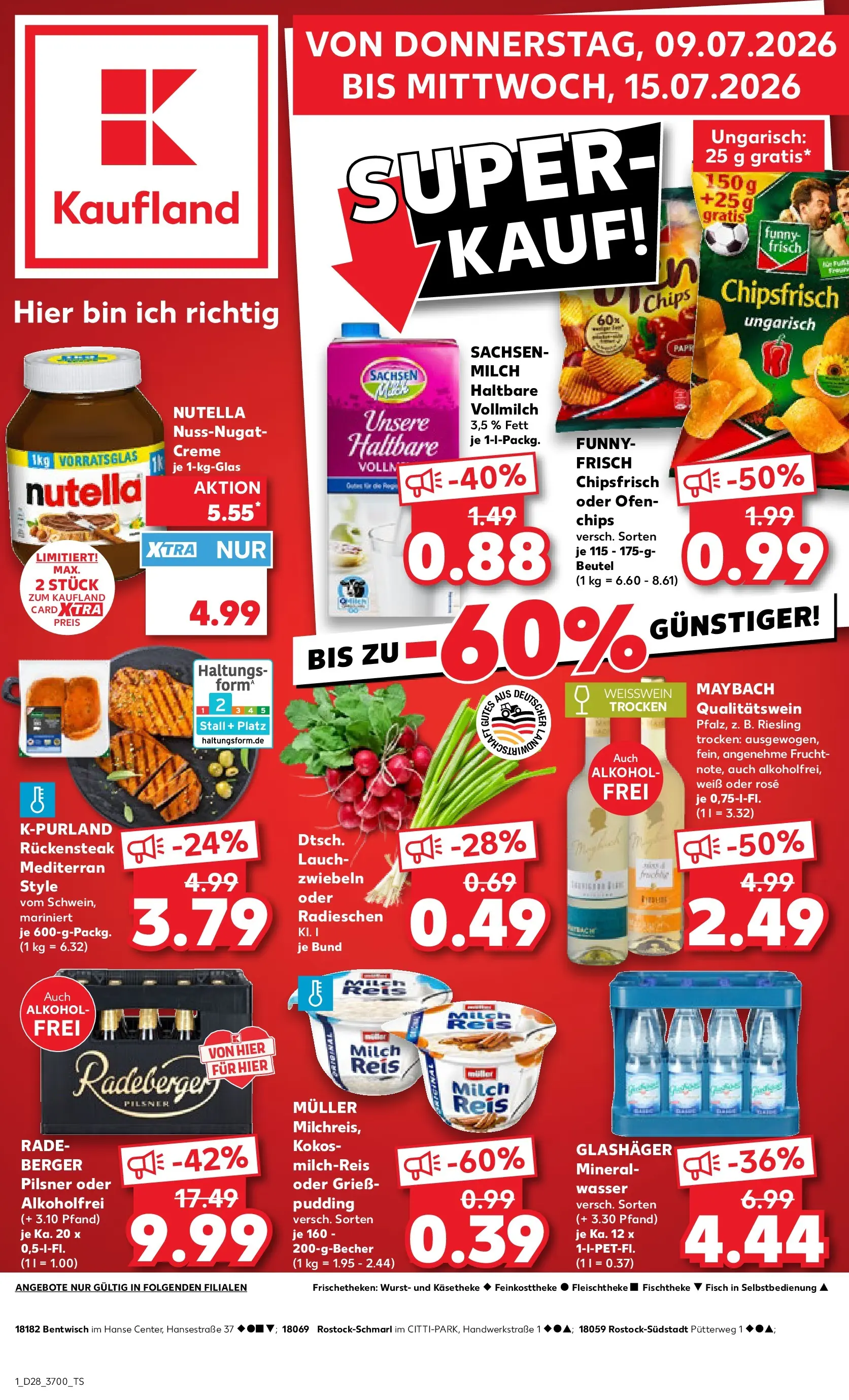 Prospekt Kaufland ab 09.07.2026 » Angebote Online zum Blättern | Seite: 1 | Produkte: Nutella, Fisch, Zwiebeln, Reis