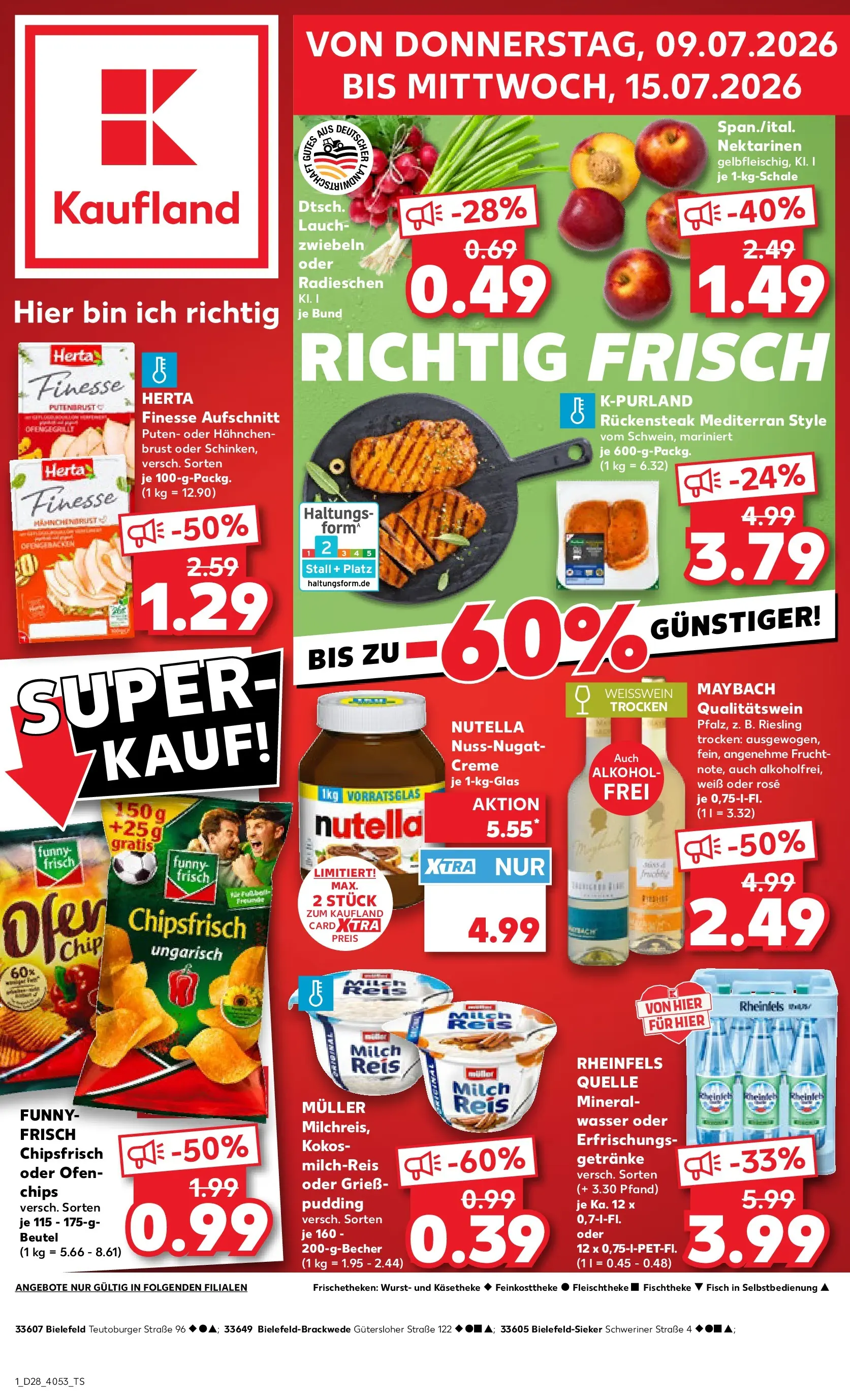 Prospekt Kaufland ab 09.07.2026 » Angebote Online zum Blättern | Seite: 1 | Produkte: Hahnchen, Creme, Nutella, Fisch