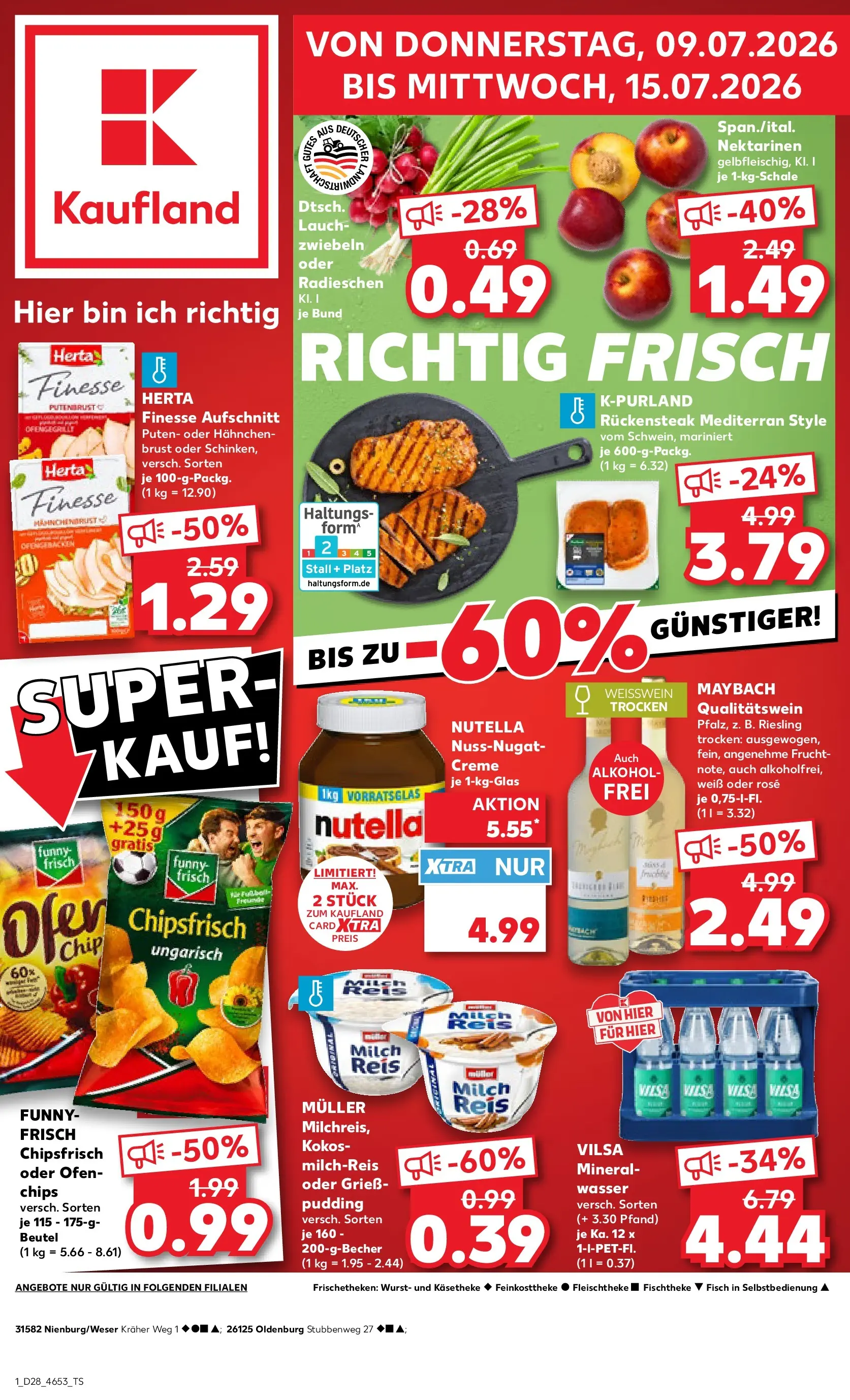 Prospekt Kaufland ab 09.07.2026 » Angebote Online zum Blättern | Seite: 1 | Produkte: Ofen, Zwiebeln, Wasser, Herta finesse