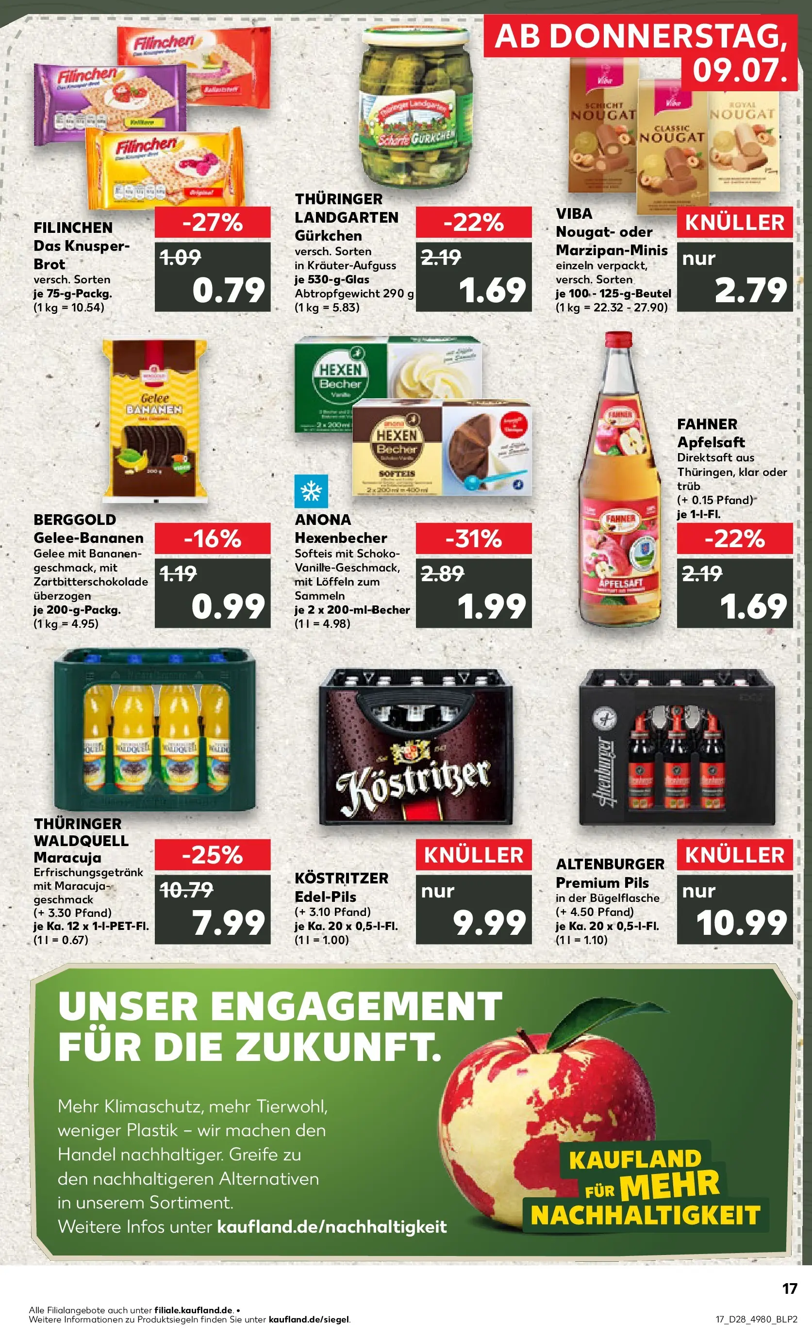 Prospekt Kaufland ab 09.07.2026 » Angebote Online zum Blättern | Seite: 17 | Produkte: Kostritzer, Pils, Bananen, Brot
