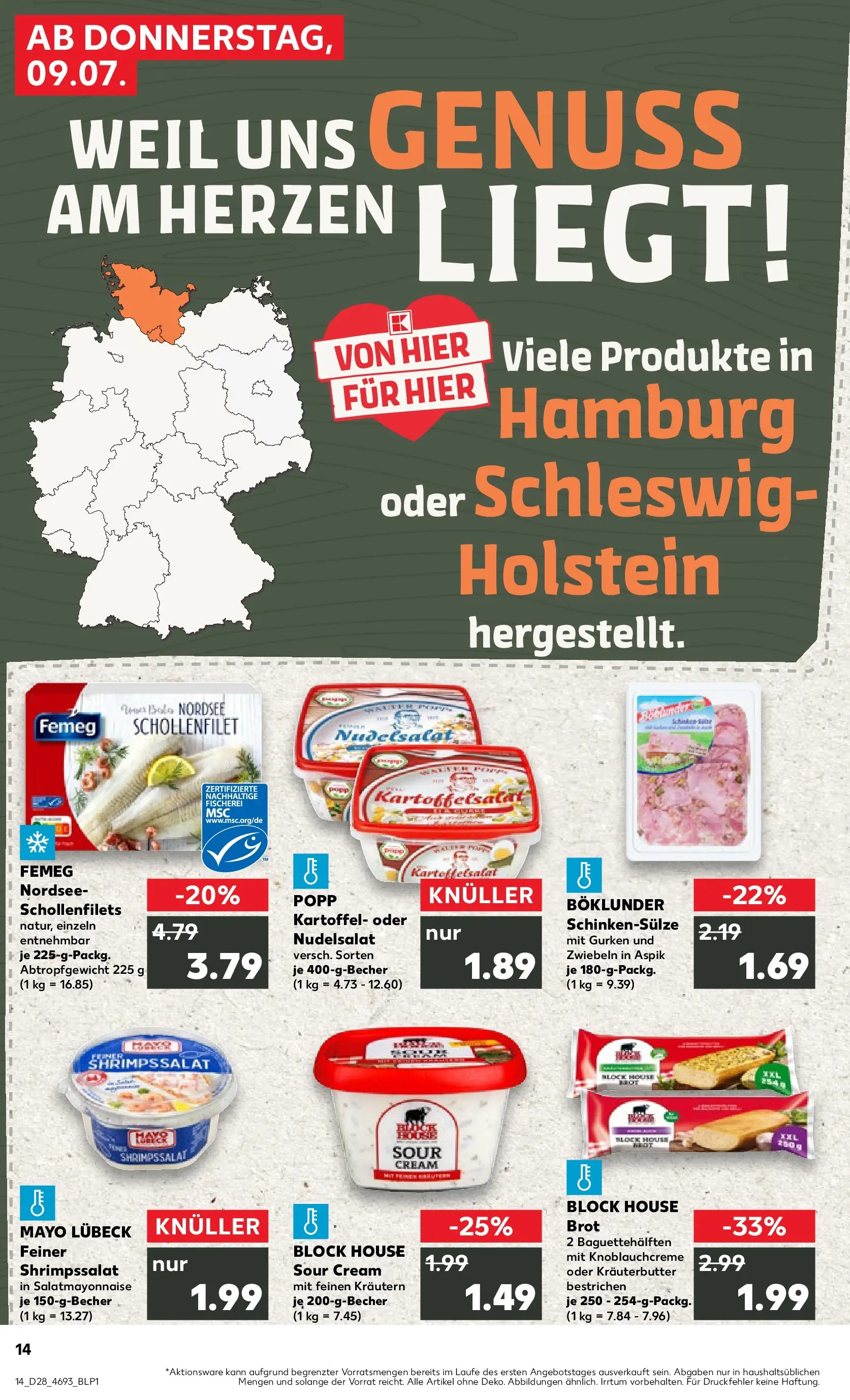 Prospekt Kaufland ab 09.07.2026 » Angebote Online zum Blättern | Seite: 14 | Produkte: Kräuterbutter, Zwiebeln, Brot, Gurken
