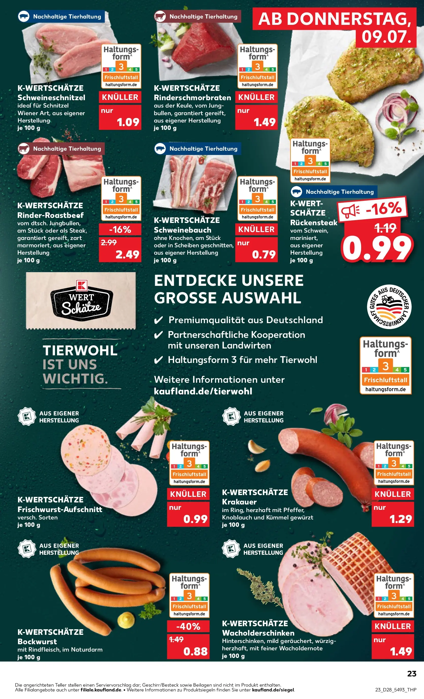 Prospekt Kaufland ab 09.07.2026 » Angebote Online zum Blättern | Seite: 23 | Produkte: Bockwurst, Schweinebauch, Knoblauch, Steak