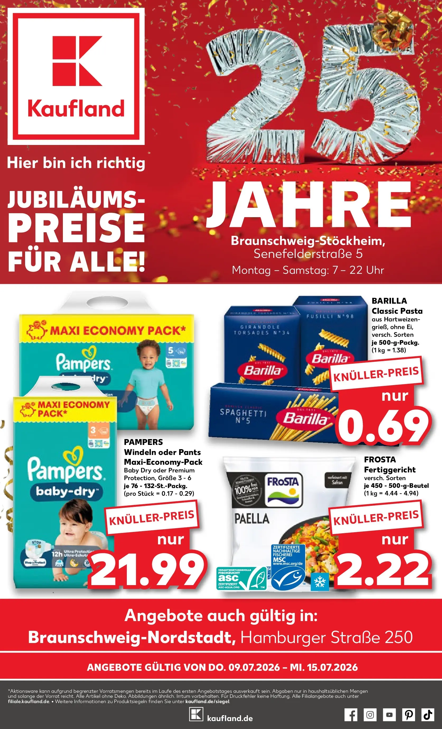 Prospekt Kaufland ab 09.07.2026 » Angebote Online zum Blättern | Seite: 1 | Produkte: Barilla, Pampers, Frosta, Pasta