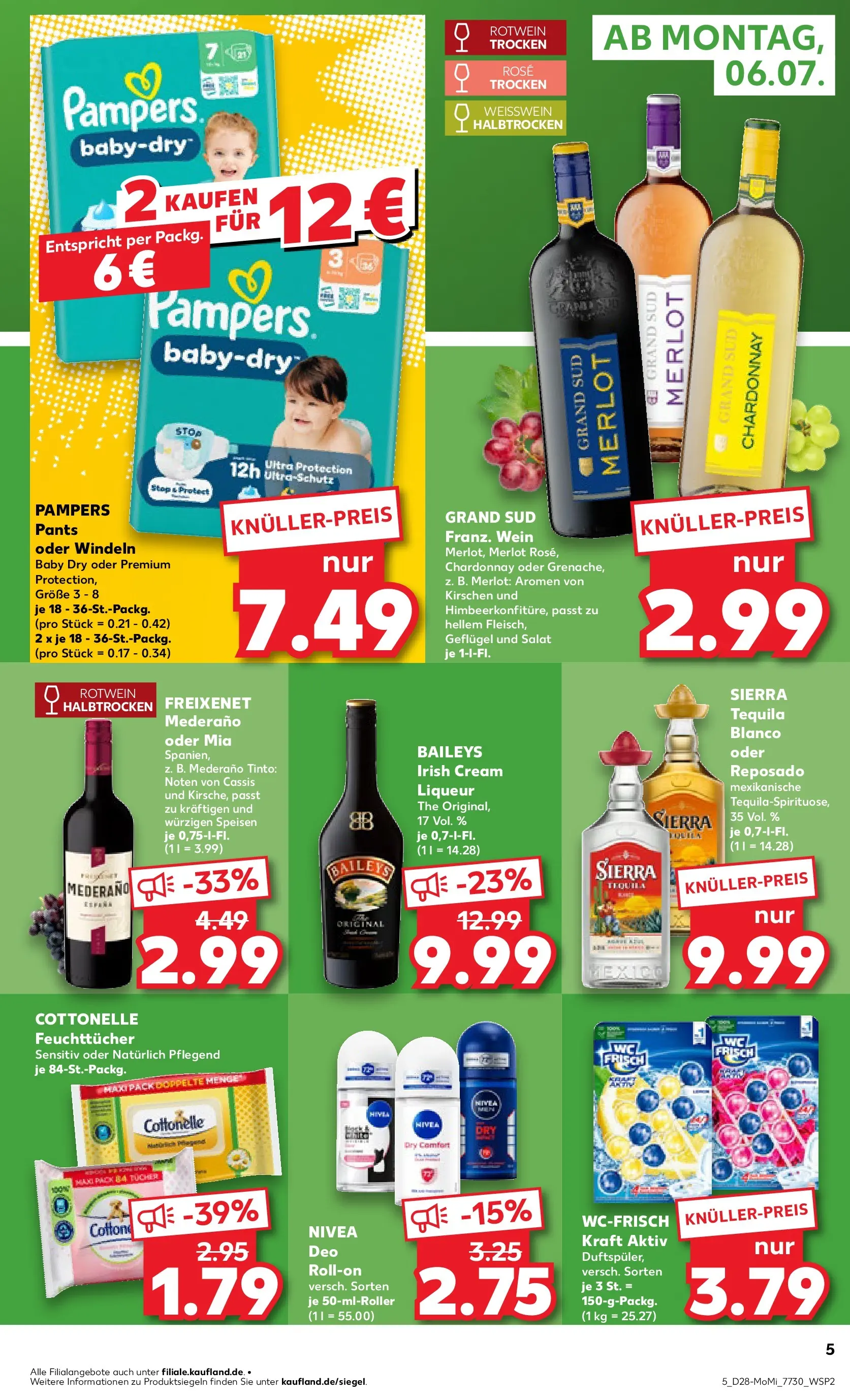 Prospekt Kaufland ab 06.07.2026 » Angebote Online zum Blättern | Seite: 5 | Produkte: Weißwein, Weißwein halbtrocken, Tequila, Baileys
