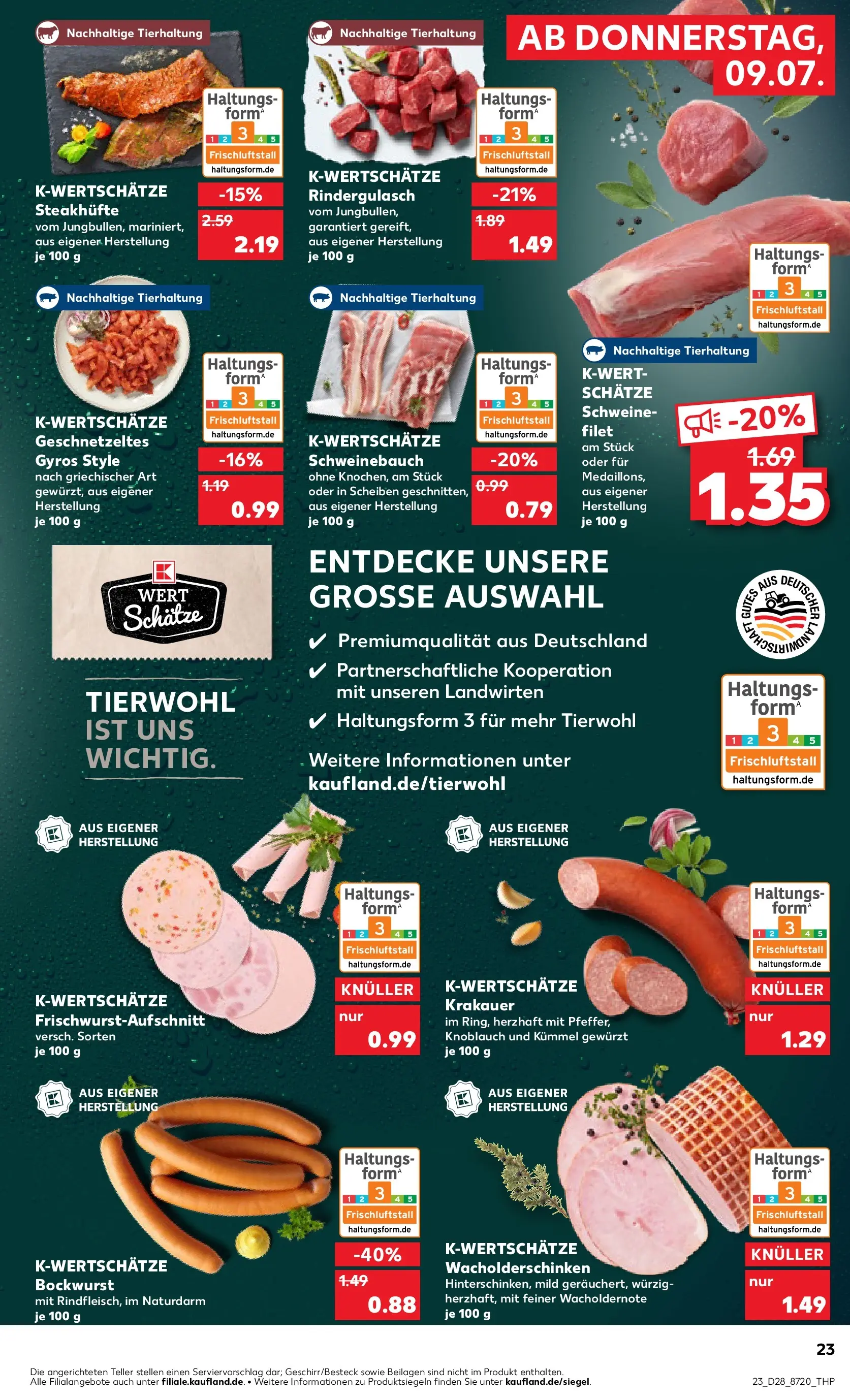 Prospekt Kaufland ab 09.07.2026 » Angebote Online zum Blättern | Seite: 23 | Produkte: Bockwurst, Rindergulasch, Gyros, Knoblauch