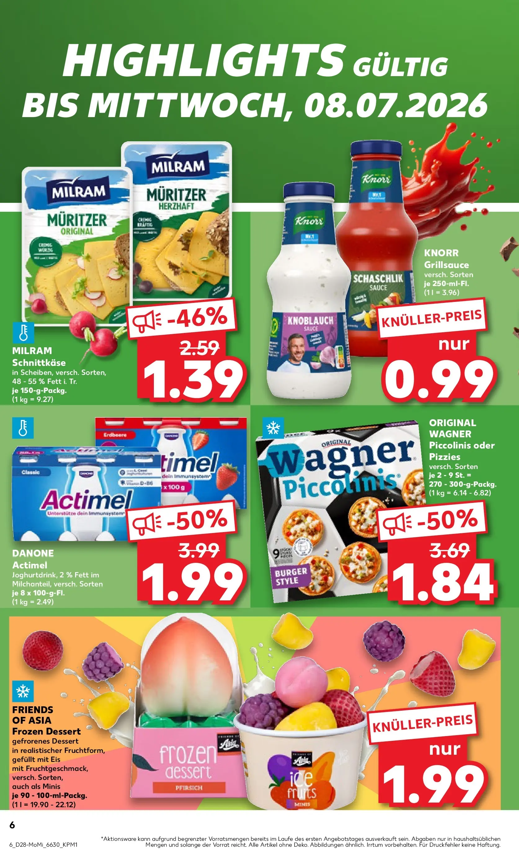 Prospekt Kaufland ab 05.07.2026 » Angebote Online zum Blättern | Seite: 6 | Produkte: Actimel, Burger, Milram, Eis
