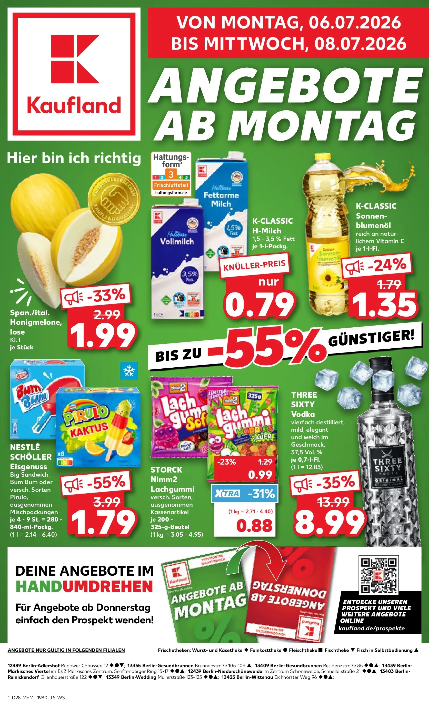 Prospekt Kaufland ab 06.07.2026 ยป Angebote und Werbung Online | Seite: 1 | Produkte: Milch, Blumen, Wurst, Vodka Prospekt Kaufland ab 06.07.2026 ยป Angebote Online zum Blรคttern | Seite: 1 | Produkte: Milch, Blumen, Wurst, Vodka