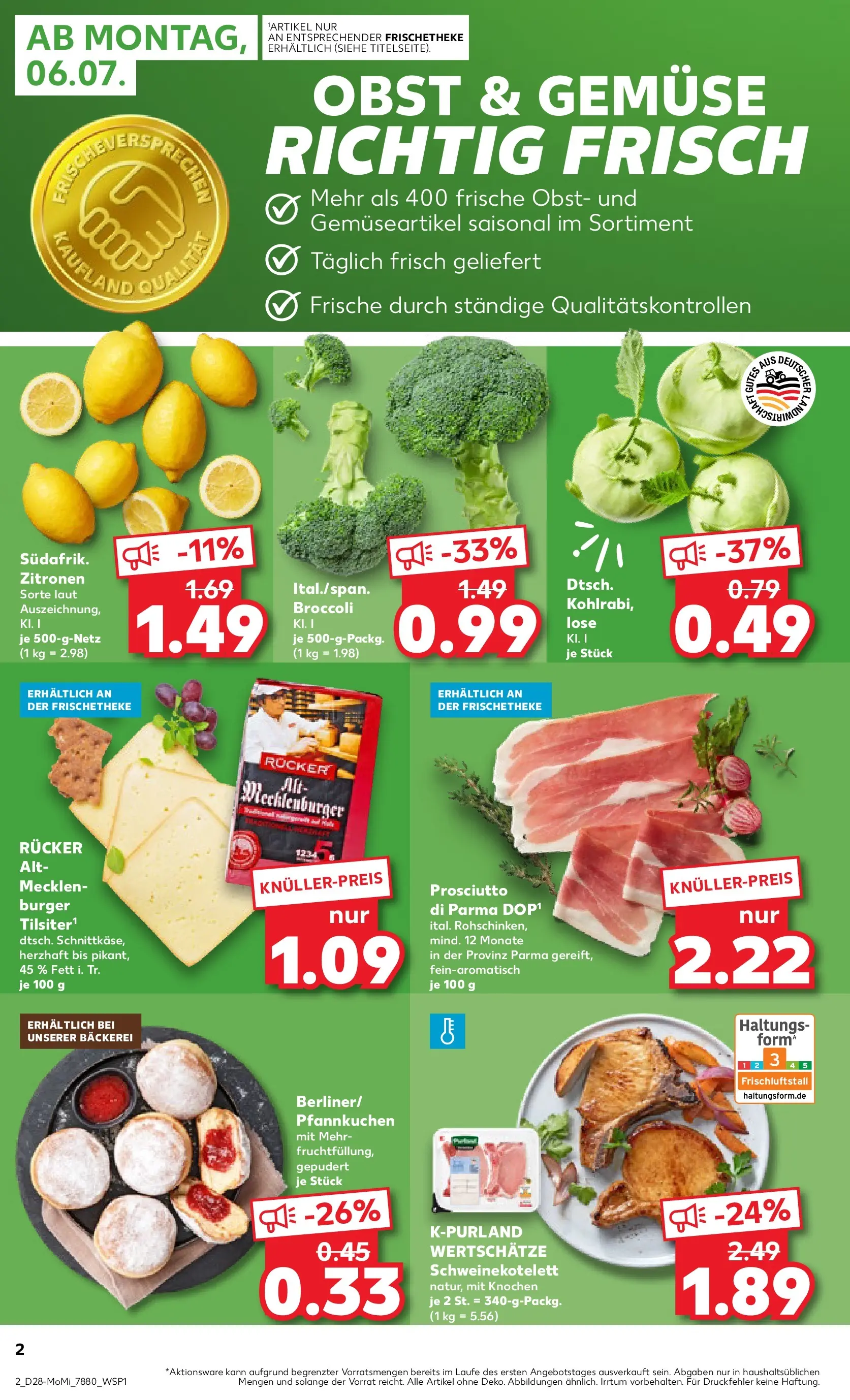 Prospekt Kaufland ab 06.07.2026 » Angebote Online zum Blättern | Seite: 2 | Produkte: Bäckerei, Burger, Obst, Zitronen