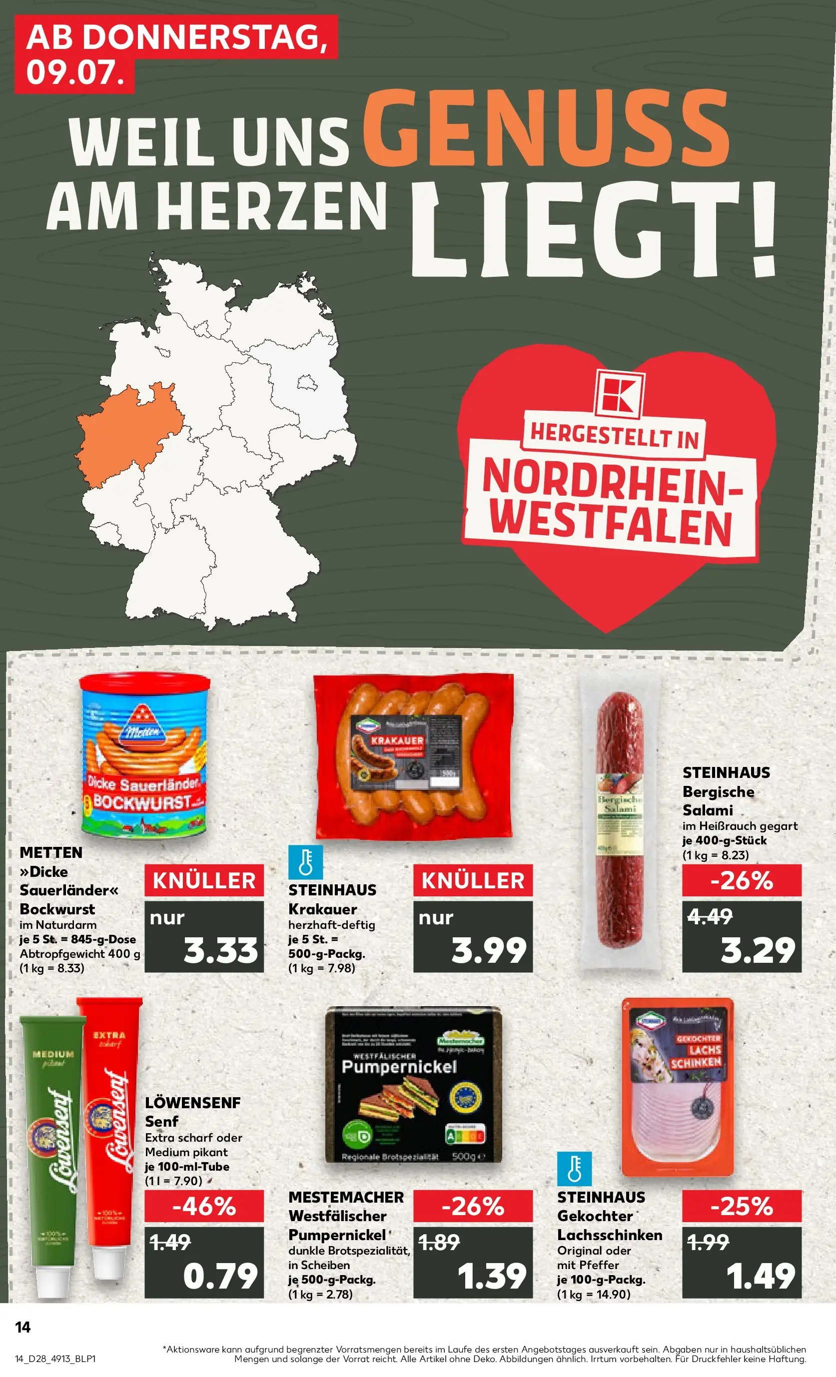 Prospekt Kaufland ab 06.07.2026 » Angebote Online zum Blättern | Seite: 23 | Produkte: Bockwurst, Lachs, Pfeffer, Salami