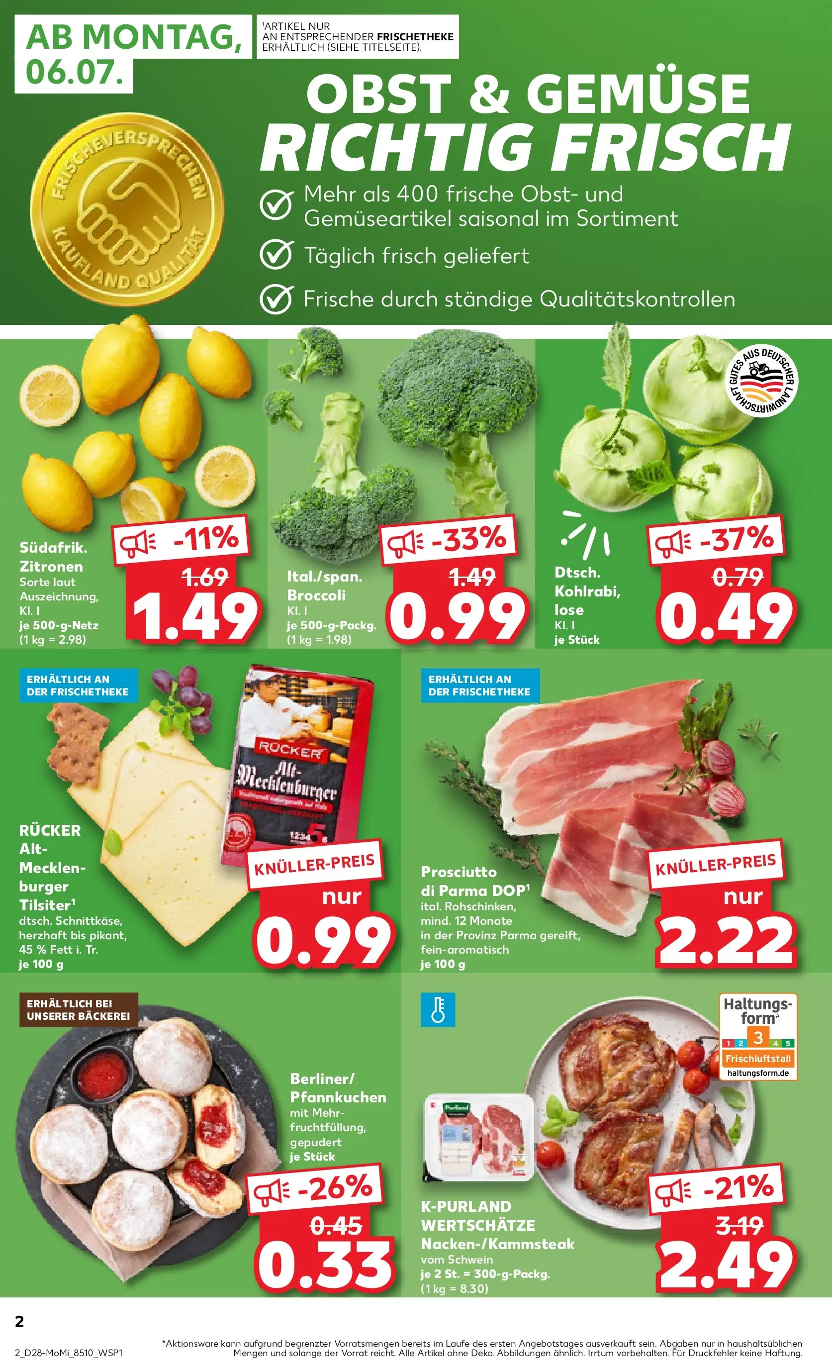 Prospekt Kaufland ab 06.07.2026 » Angebote Online zum Blättern | Seite: 2 | Produkte: Bäckerei, Gemüse, Obst, Zitronen