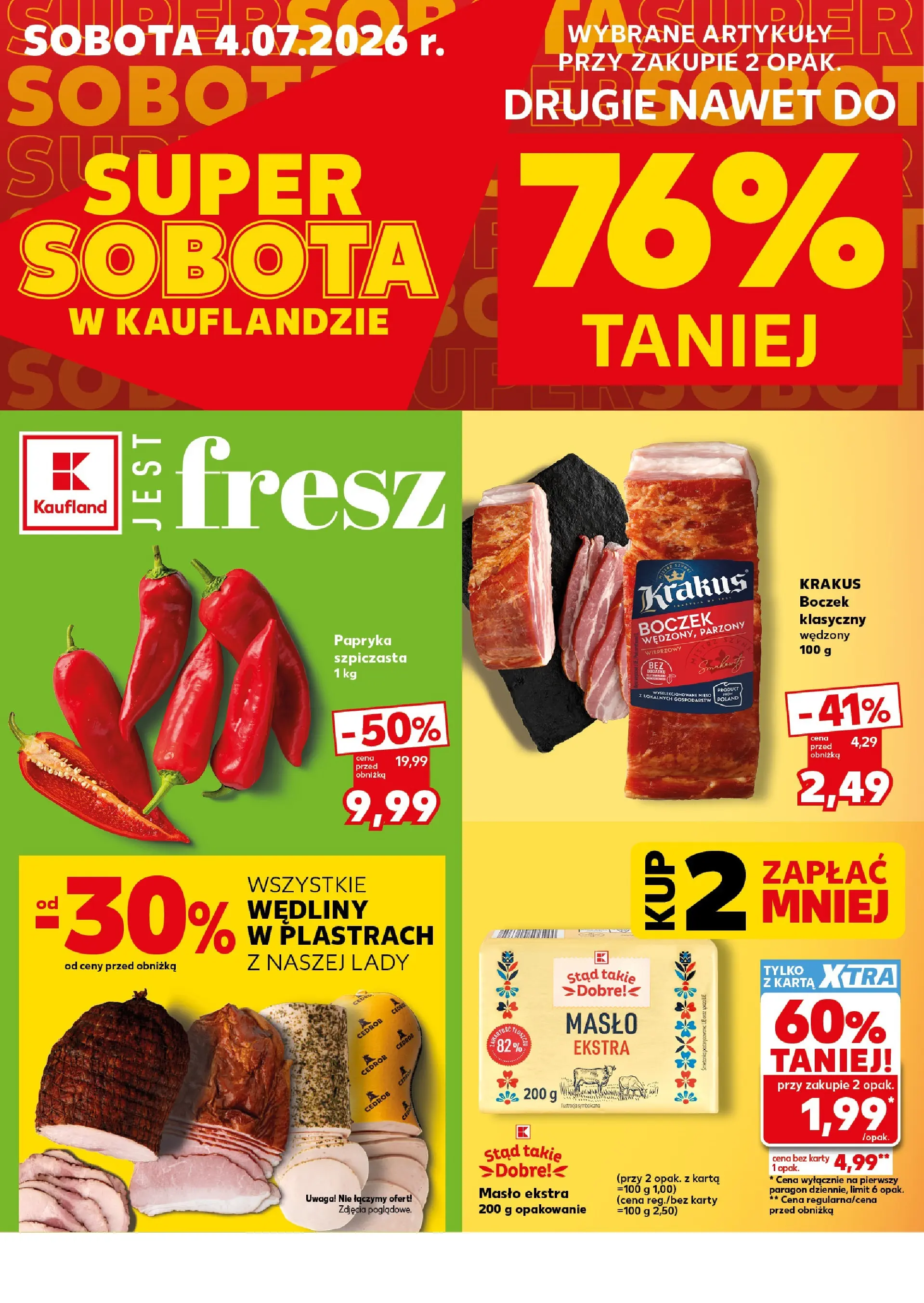 Kaufland gazetka - Super Sobota od 04.07.2026 - od jutra PDF | Strona: 2 | Produkty: Karta, Boczek, Masło, Wędliny