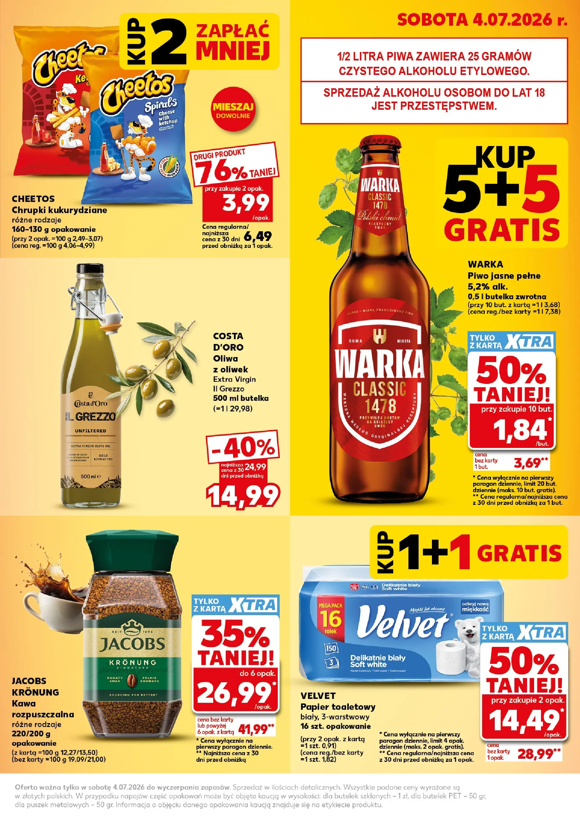 Kaufland gazetka - Super Sobota od 04.07.2026 - od jutra PDF | Strona: 3 | Produkty: Karta, Oliwa z oliwek, Papier toaletowy, Chrupki