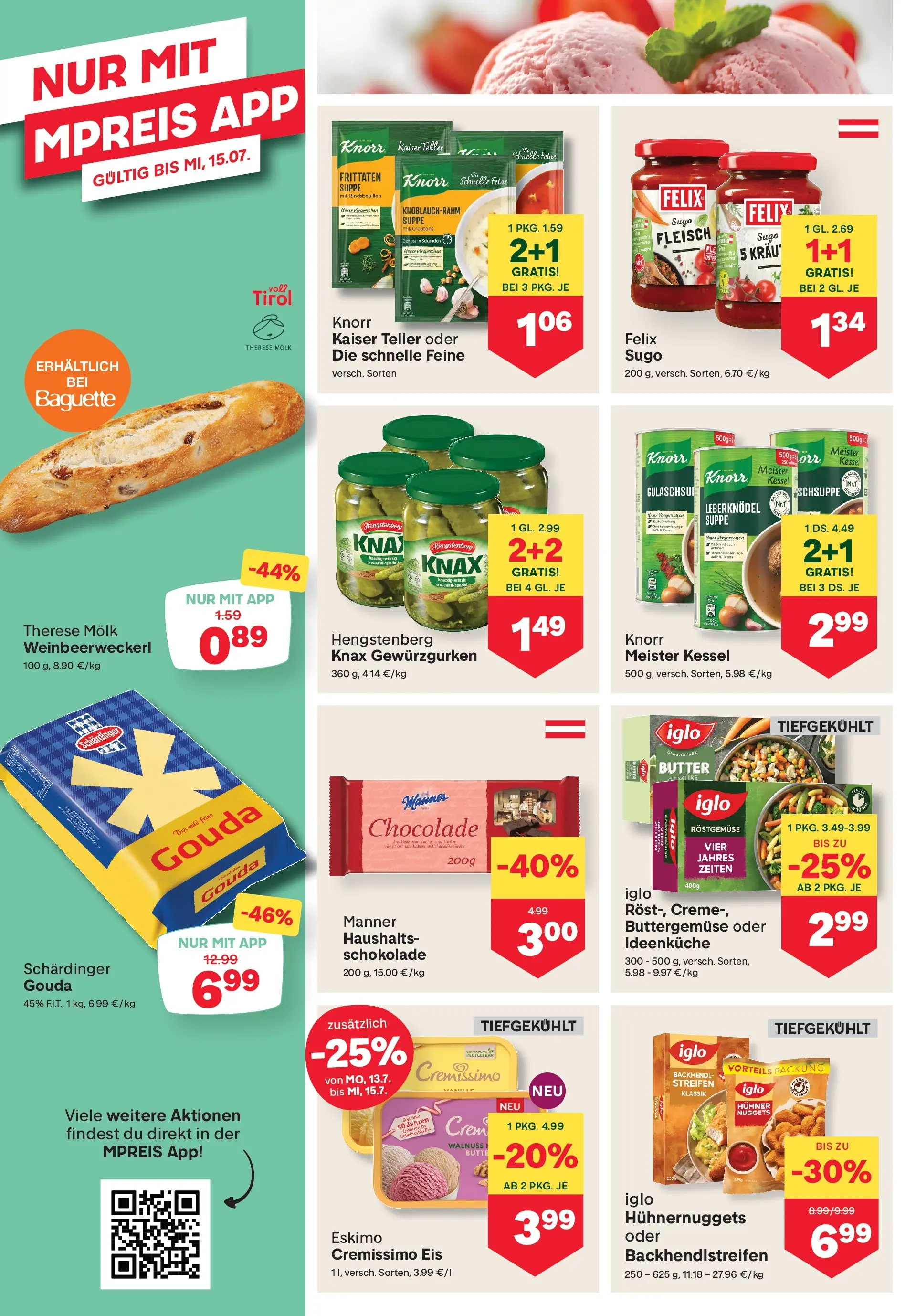 MPREIS Velden von 09.07.2026 - Aktuelle Angebote | Seite: 8 | Produkte: Eis, Jääkaappipakastin, Butter, Schokolade