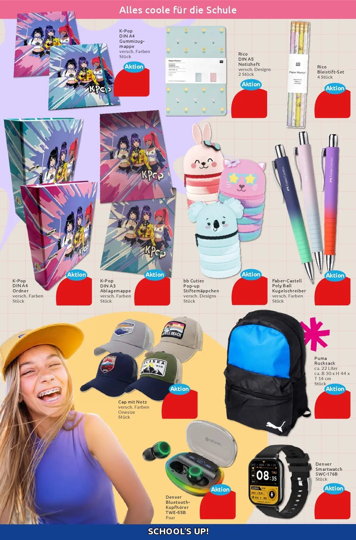 Budni Prospekt Back to school (ab 06.07.2026) zum Blättern | Seite: 4 | Produkte: Smartwatch, Rucksack, Kopfhörer