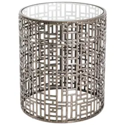 Beistelltisch in Metall, Glas 38/38/45 cm