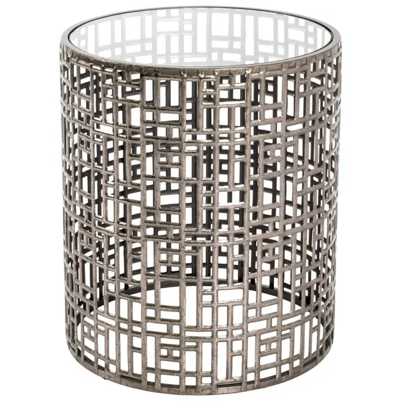 Beistelltisch in Metall, Glas 38/38/45 cm