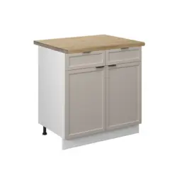 K&uuml;chenunterschrank Fame-Line GrauBeige 80 cm , AP Eiche
