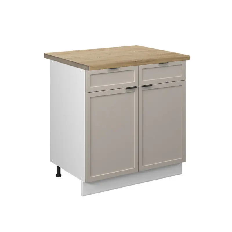 K&uuml;chenunterschrank Fame-Line GrauBeige 80 cm , AP Eiche