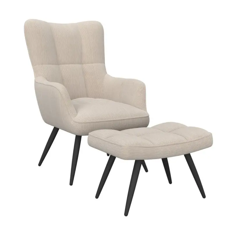 Ohrensessel Hanoi Webstoff beige, B: 71 cm