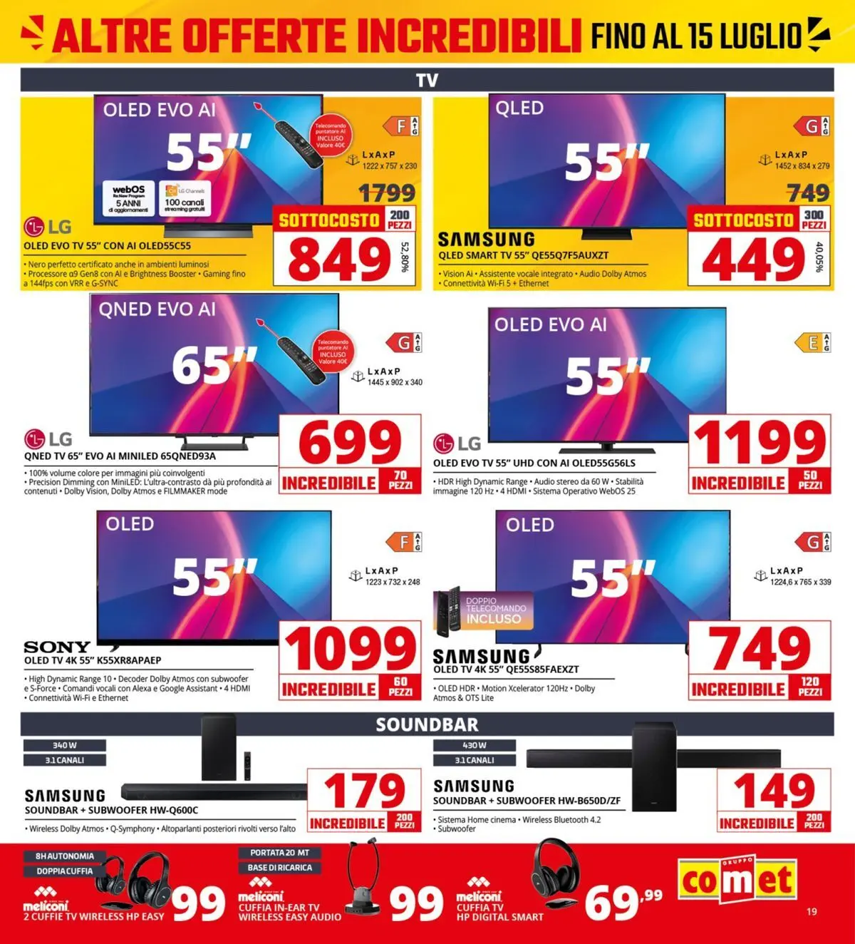 Nuovo Comet - Sottocosto dal 03/07/2026 > offerte anteprima 🛍️ | Pagina: 19 | Prodotti: Soundbar, Audio, Cuffie, Samsung