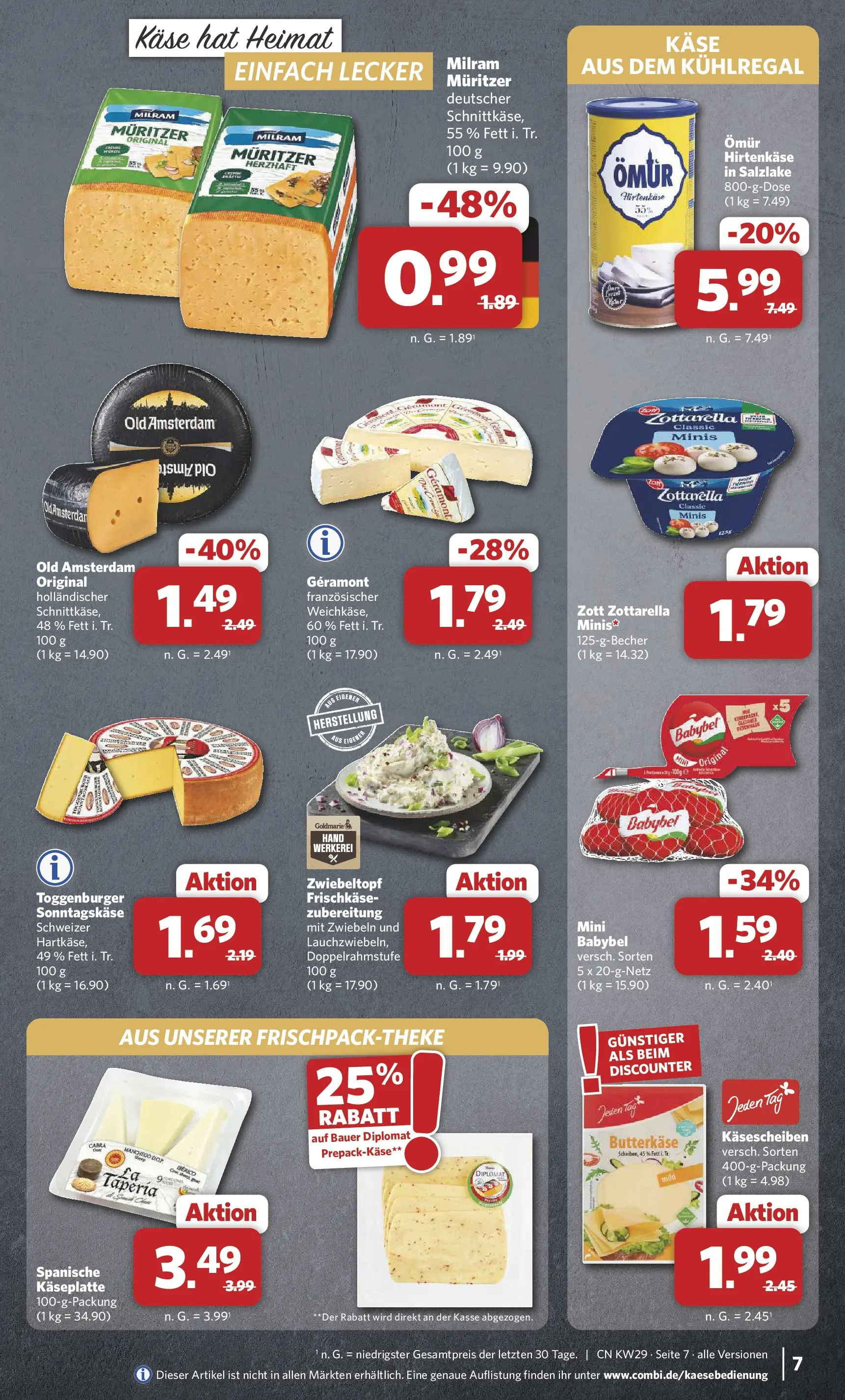 Combi Prospekt Celle (ab 13.07.2026) zum Blättern | Seite: 7 | Produkte: Geramont, Käse, Milram, Frischkase