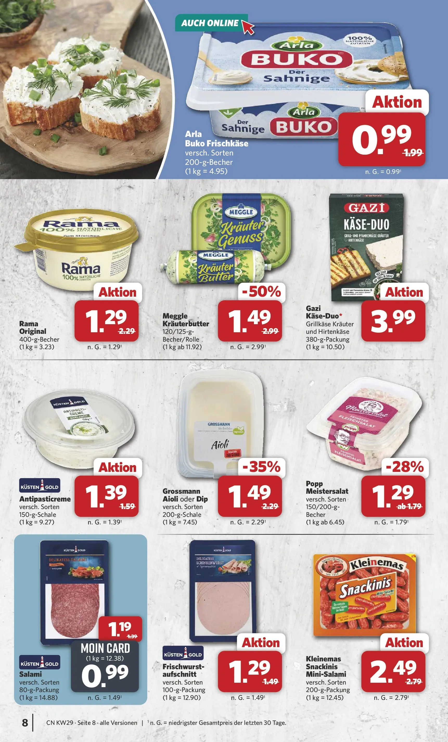 Combi Prospekt Celle (ab 13.07.2026) zum Blättern | Seite: 8 | Produkte: Rama, Butter, Kräuterbutter, Salami