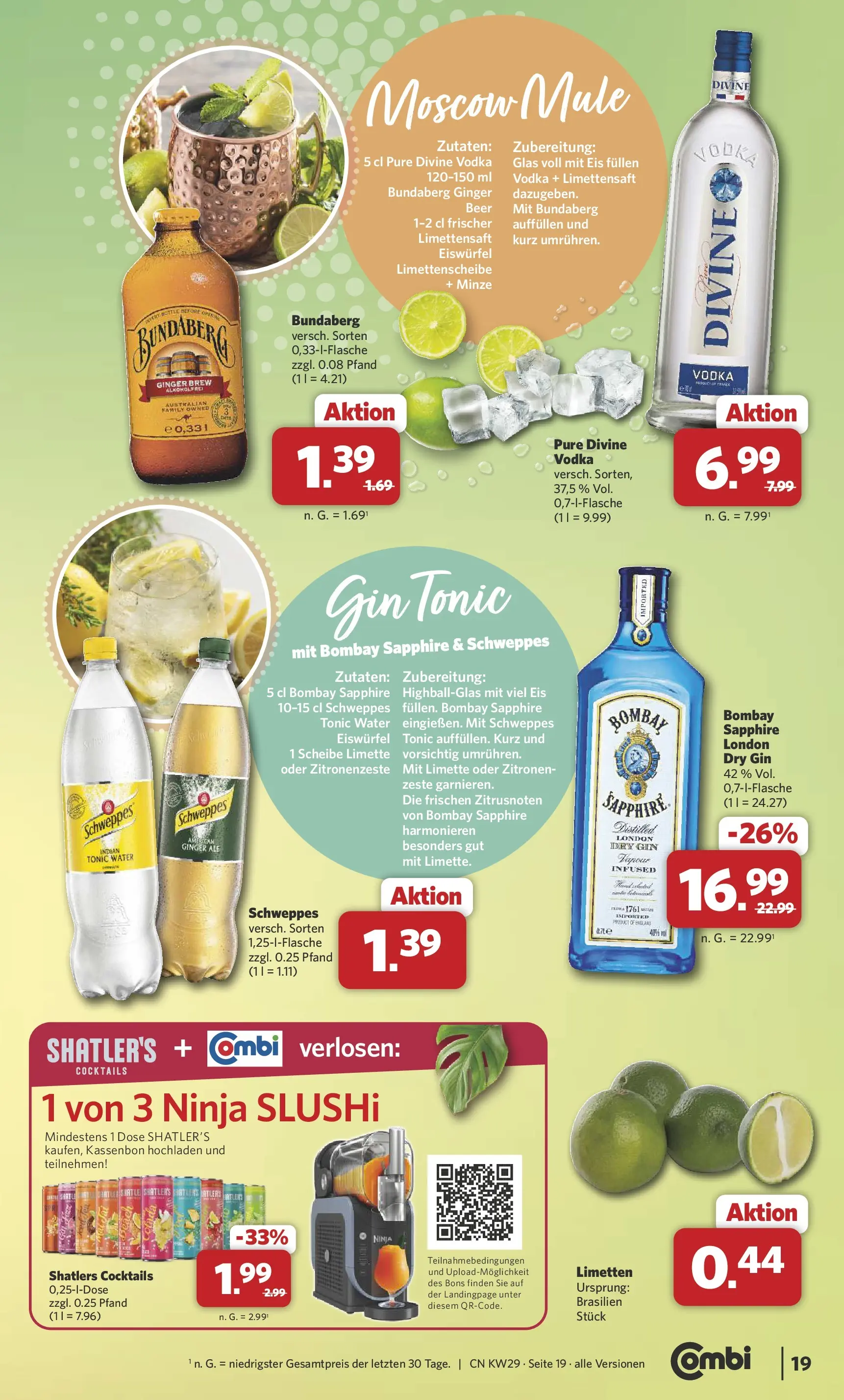 Combi Prospekt Celle (ab 13.07.2026) zum Blättern | Seite: 19 | Produkte: Limetten, Schweppes, Limette, Eis