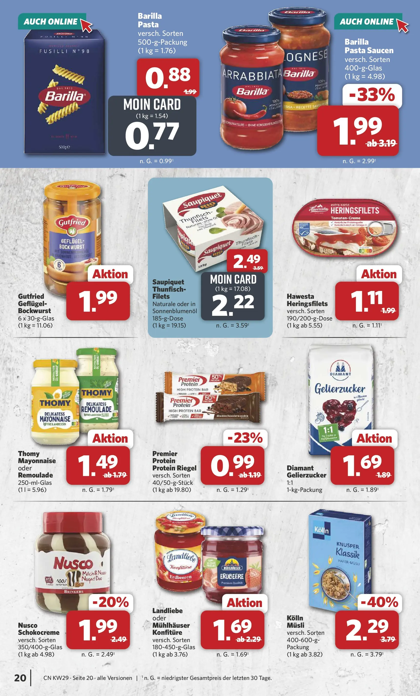 Combi Prospekt Celle (ab 13.07.2026) zum Blättern | Seite: 22 | Produkte: Musli, Milch, Thunfisch, Pasta