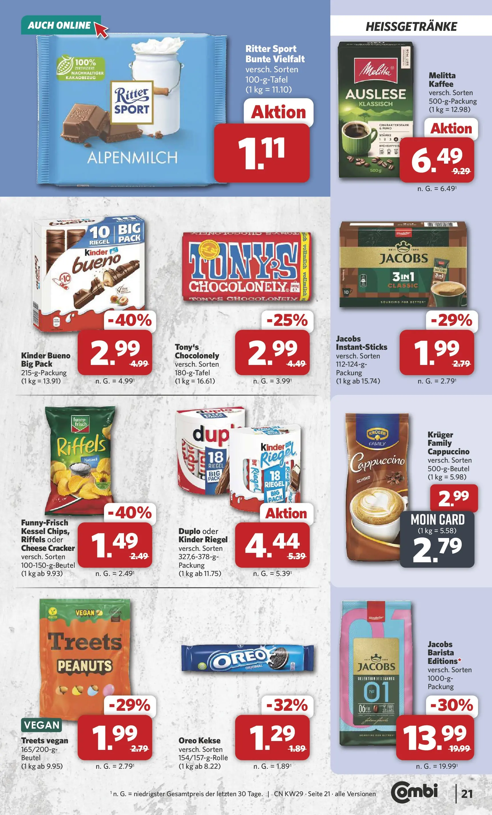 Combi Prospekt Celle (ab 13.07.2026) zum Blättern | Seite: 23 | Produkte: Ritter sport, Kinder bueno, Kinder riegel, Kekse