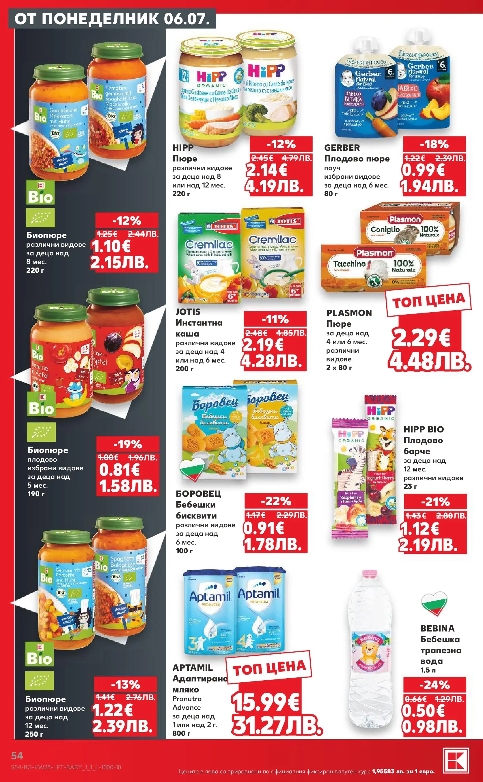 Нова Кауфланд брошура - Топ оферти в Kaufland с валидност до 12.07.2026 от 05.07.2026 | Страница: 54 | Продукти: Вода, Мляко, Пуешко, Бисквити