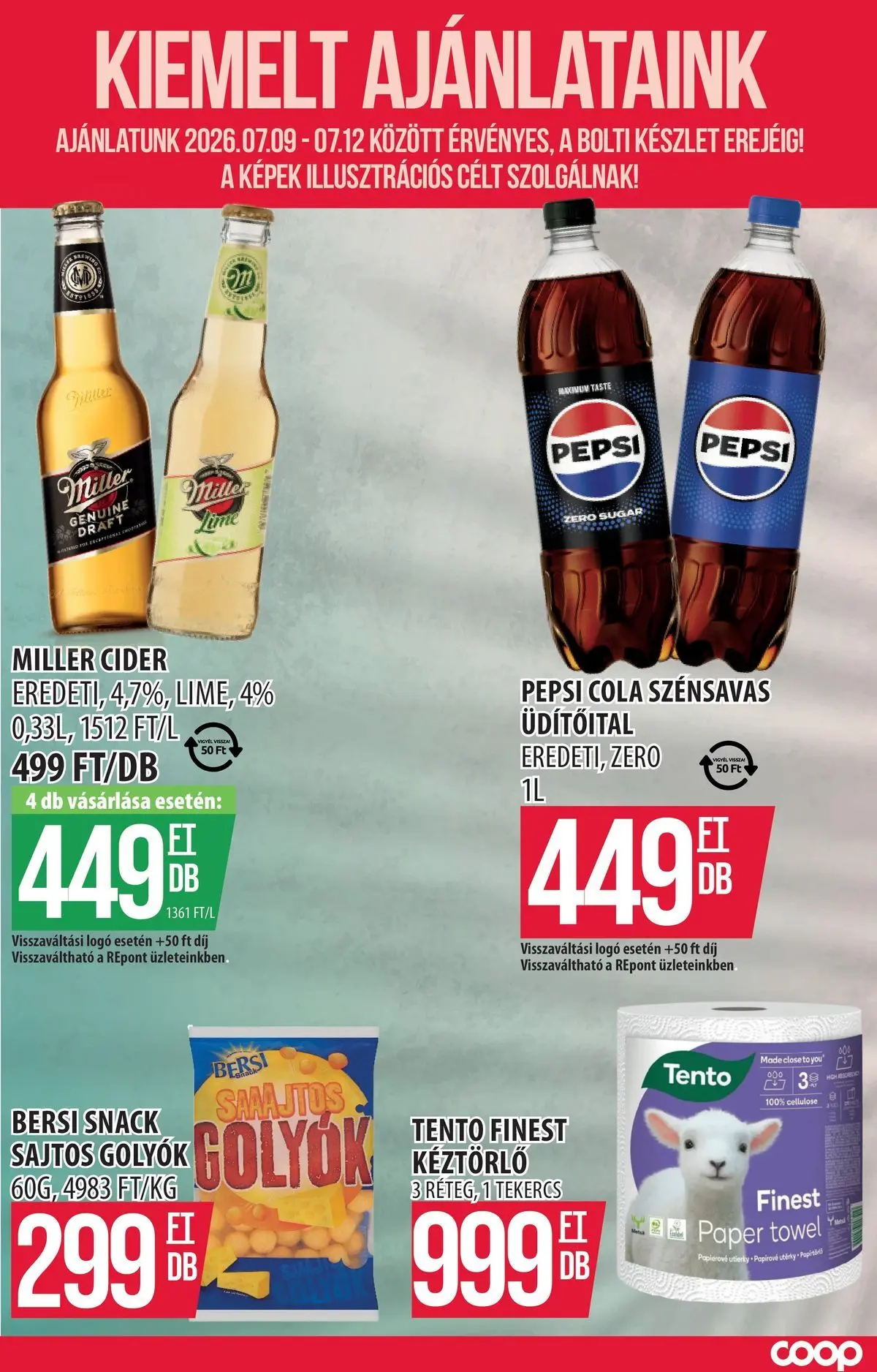 COOP Szolnok akciós újság Székesfehérvár - 2026.07.05. -tól/töl > akció, lapozható szórólap 🛍️ | Oldal: 5 | Termékek: Pepsi, Cider, Cola