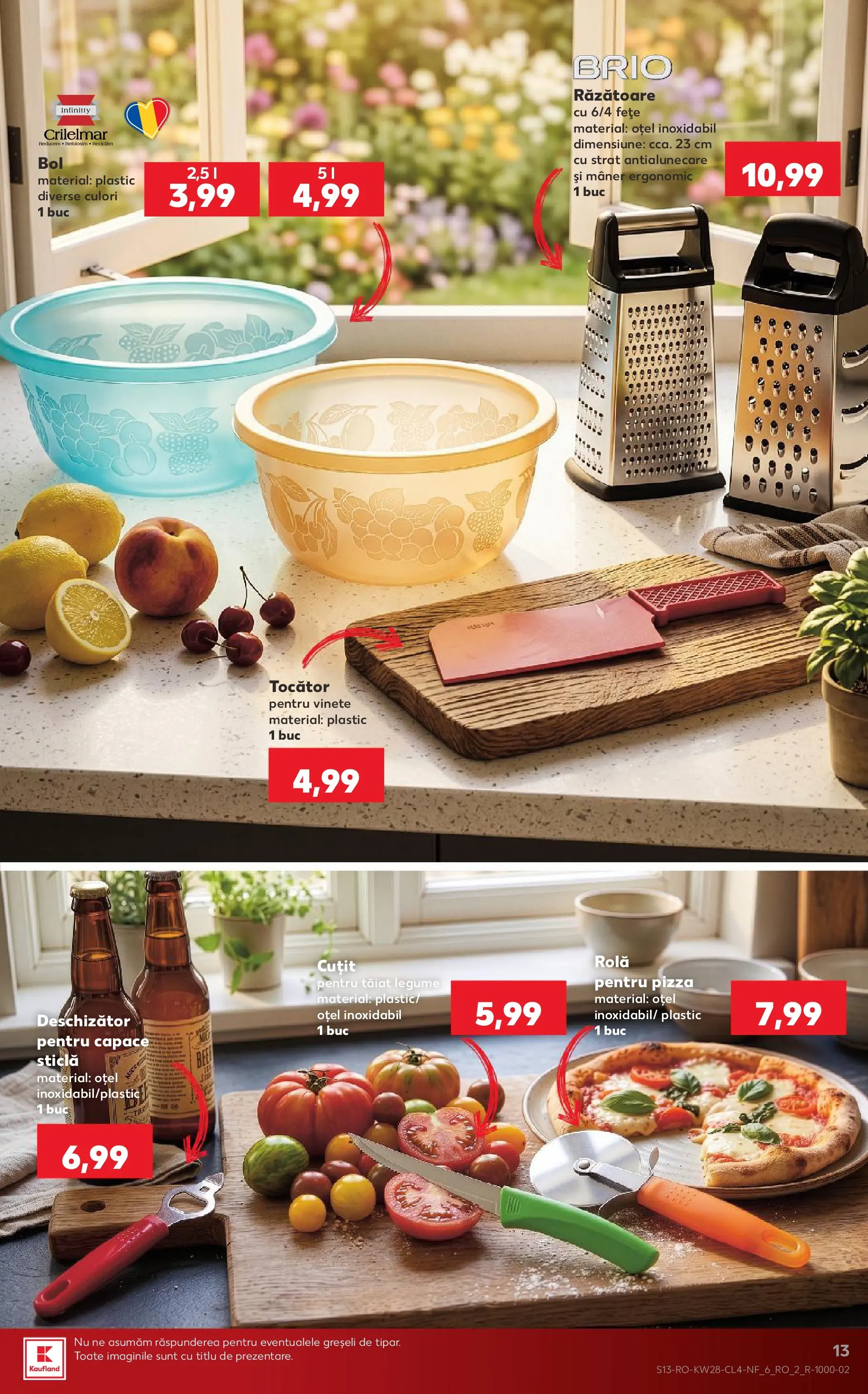 Kaufland Comarnic 07.07.2026 - Revista si Oferta | Pagină: 13 | Produse: Răzătoare, Mâner, Pizza, Legume