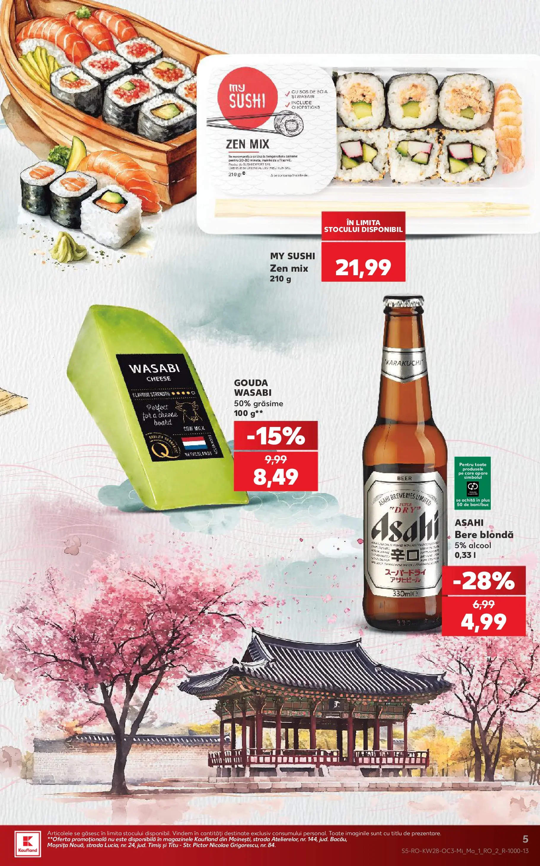 Kaufland Viseu de Sus 07.07.2026 - Revista si Oferta | Pagină: 5 | Produse: Sushi, Bere, Sos, Gouda