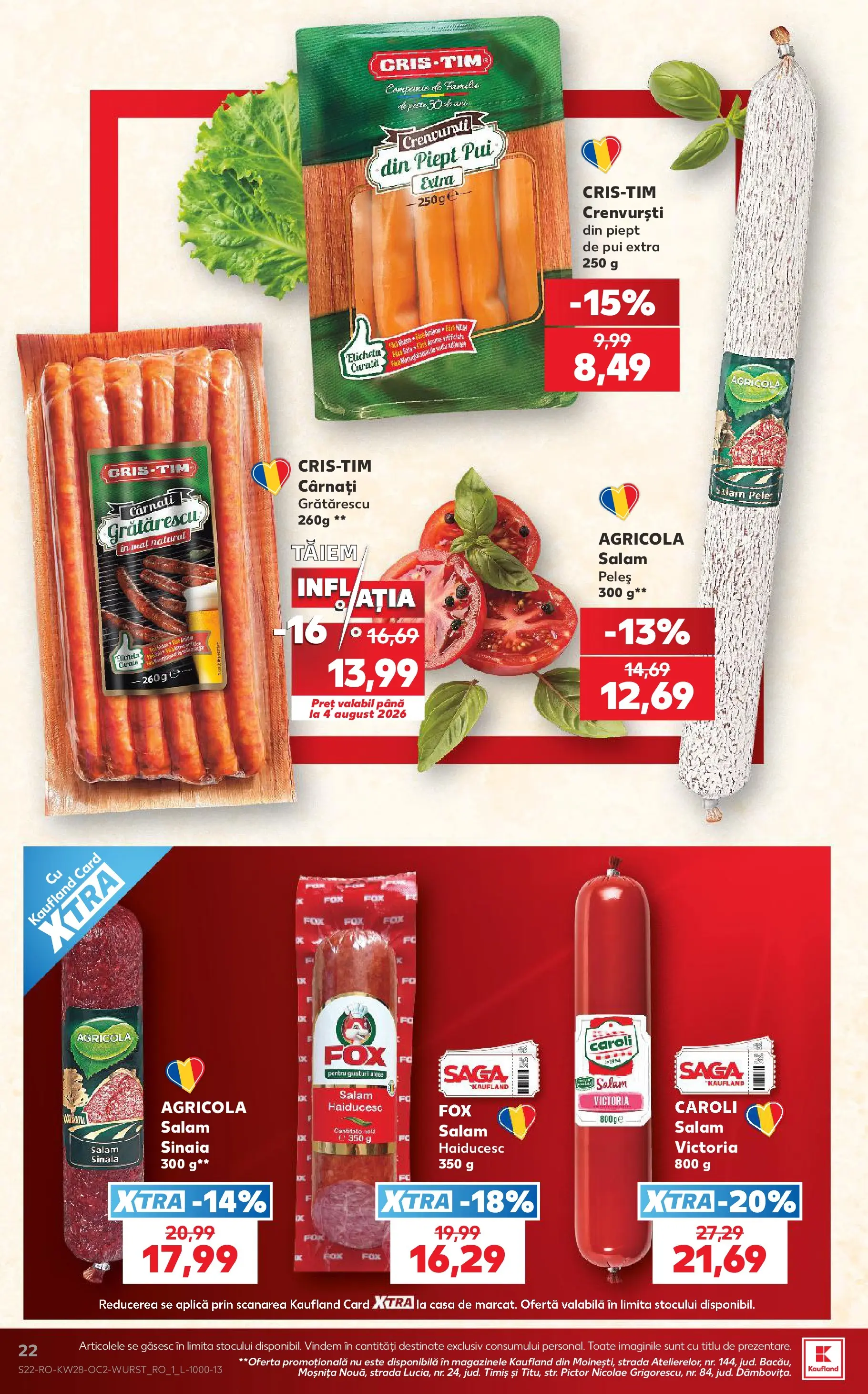 Kaufland Slatina 08.07.2026 - Revista si Oferta | Pagină: 22 | Produse: Hacıyatmaz Kedi Oyuncağı, Crenvurști, Salam, Cârnați