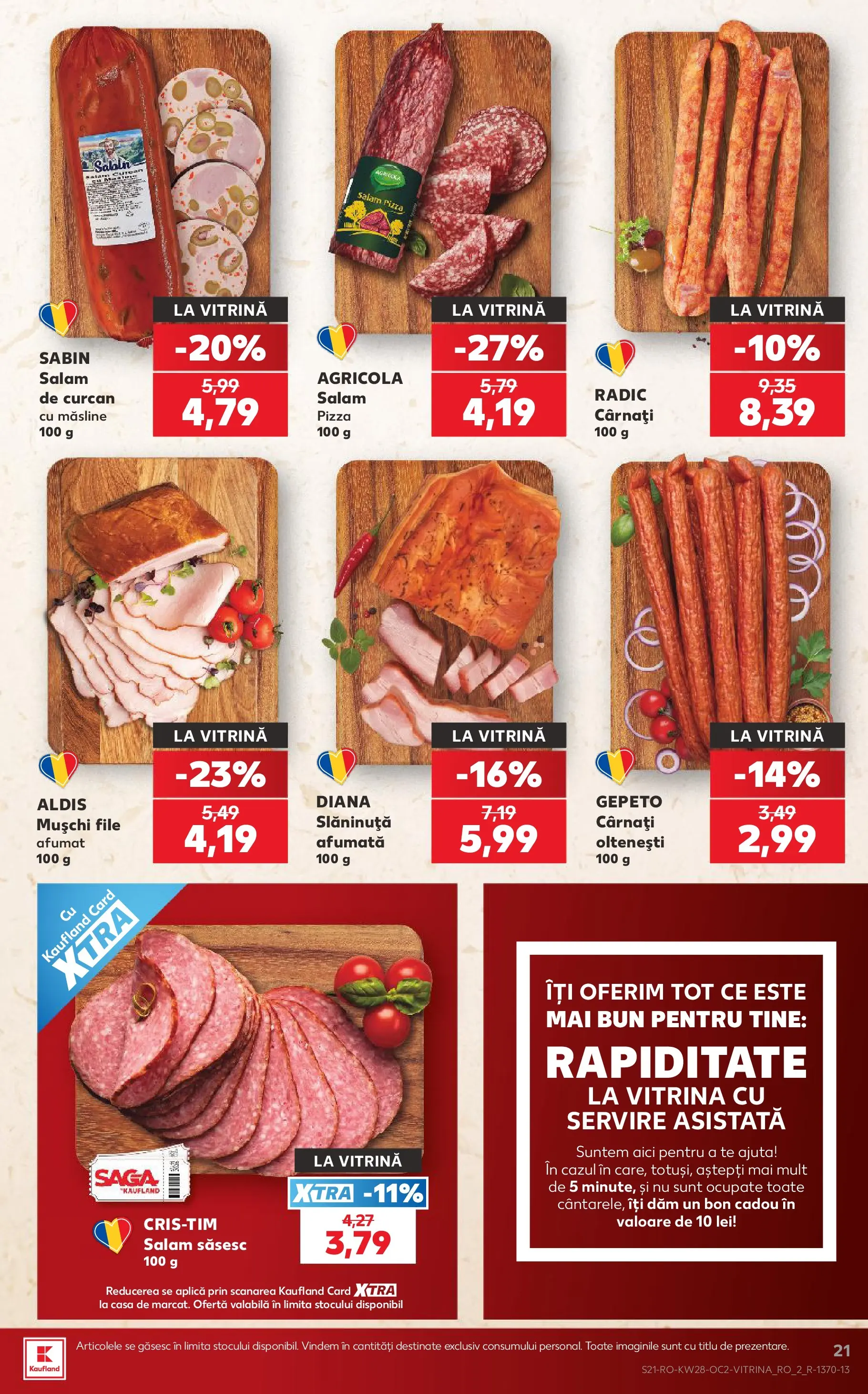 Kaufland Slatina 08.07.2026 - Revista si Oferta | Pagină: 21 | Produse: Vitrină, Măsline, Salam, Cârnați