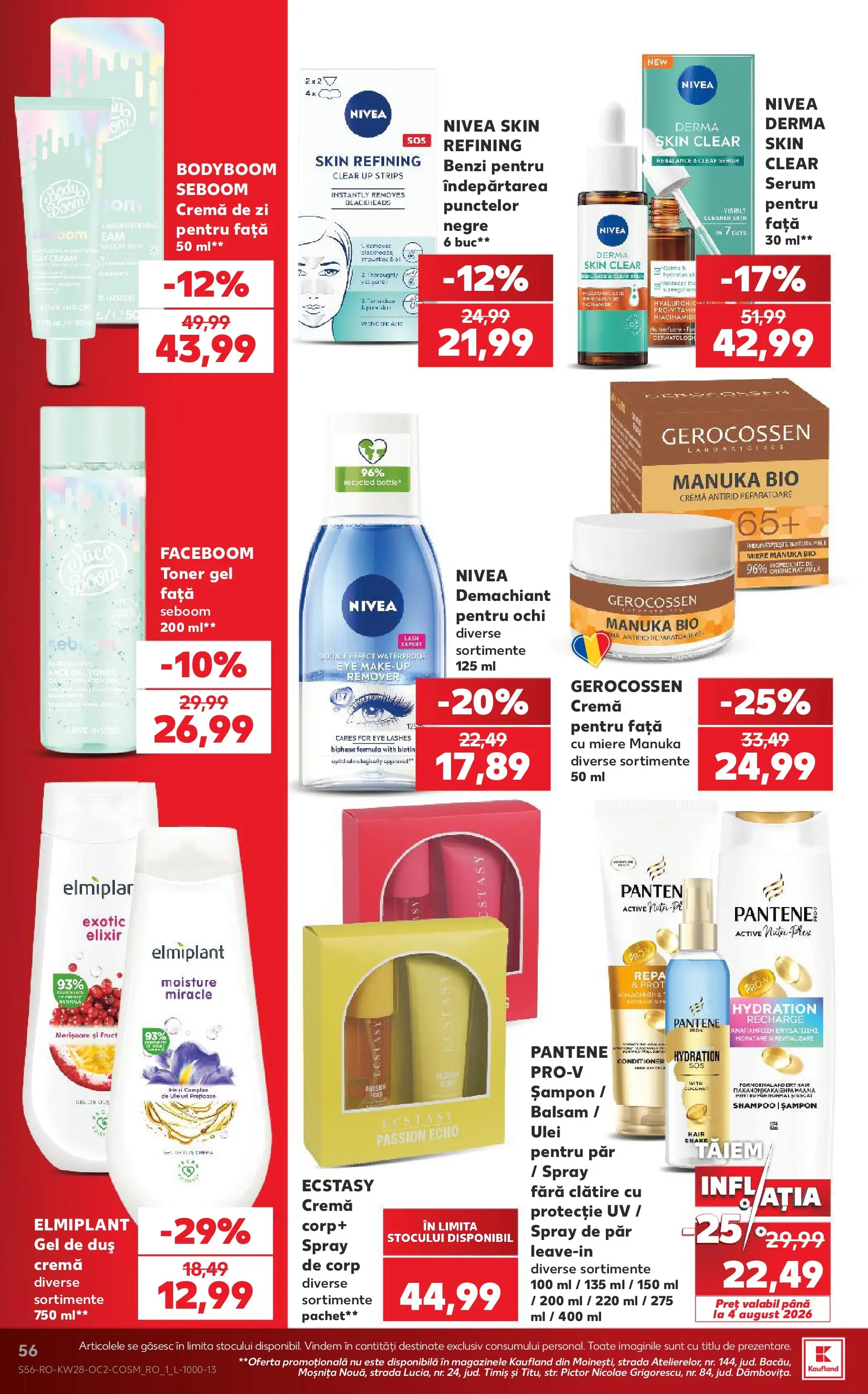 Kaufland Slatina 08.07.2026 - Revista si Oferta | Pagină: 56 | Produse: Demachiant, Șampon, Cremă, Gel de duș