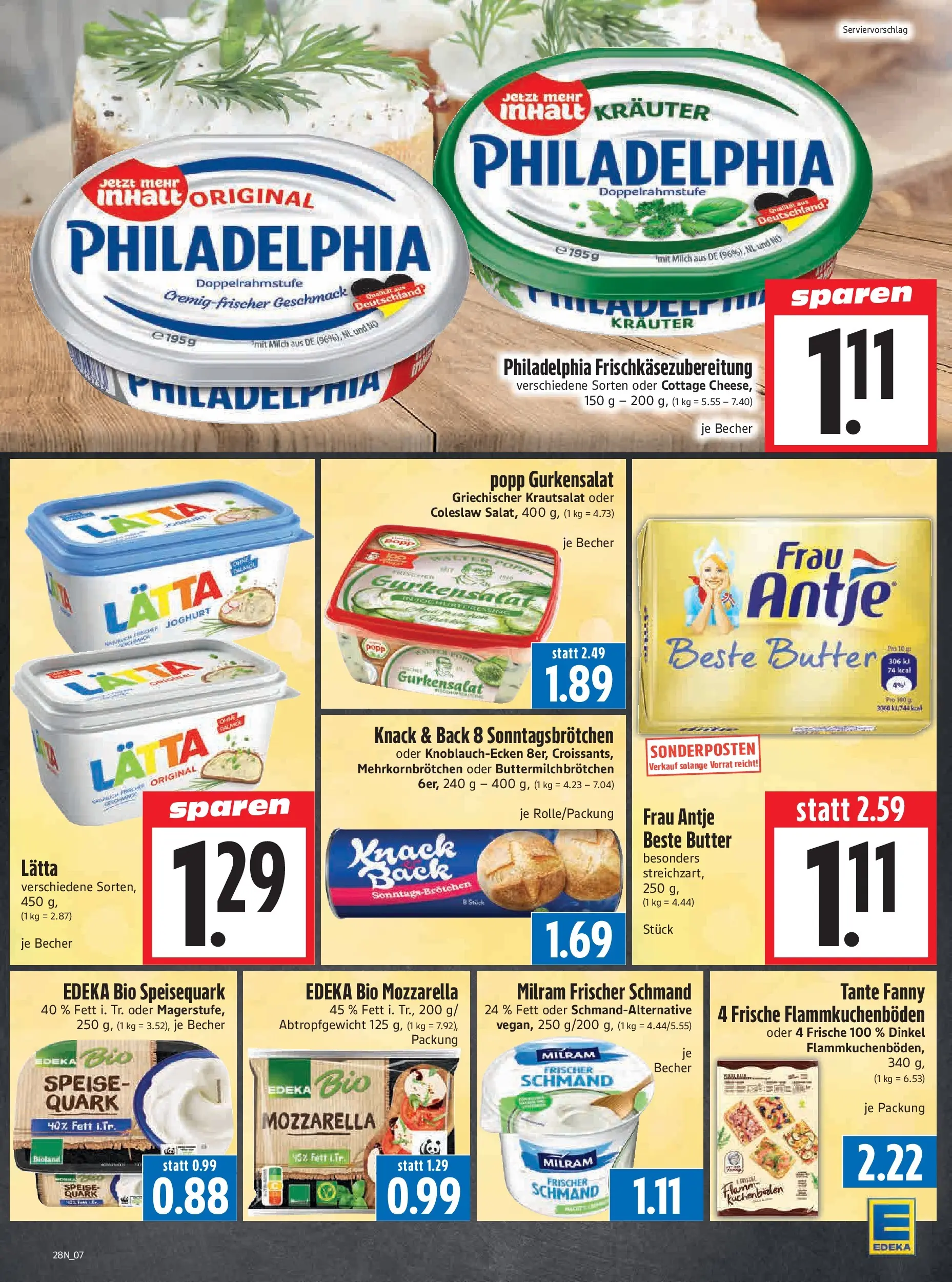 Angebote - Edeka Hahner: Wochenangebote (ab 05.07.2026) zum Blättern | Seite: 9 | Produkte: Milch, Philadelphia, Milram, Lätta