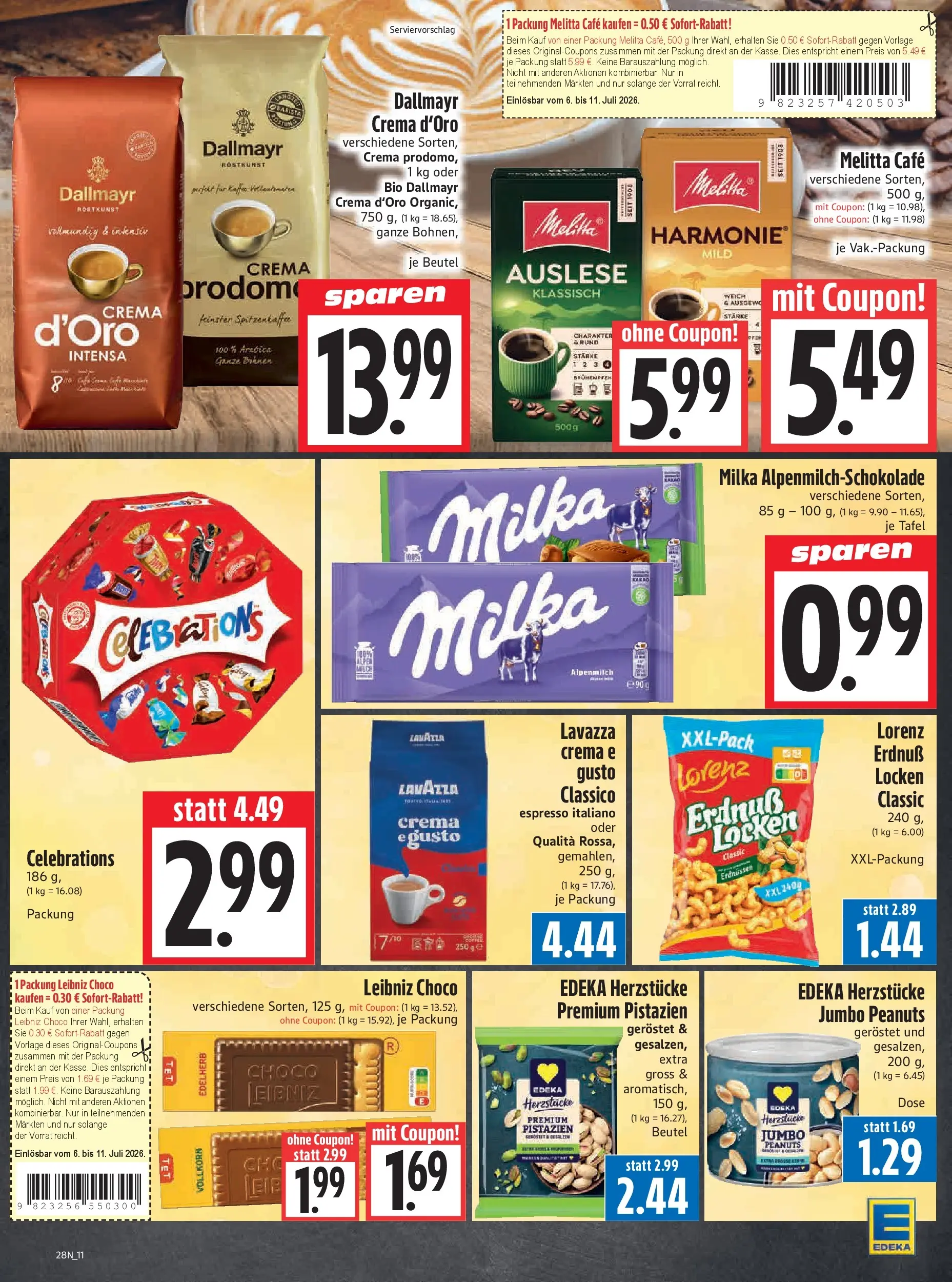 Angebote - Edeka Hahner: Wochenangebote (ab 05.07.2026) zum Blättern | Seite: 13 | Produkte: Melitta, Milka, Celebrations, Dallmayr
