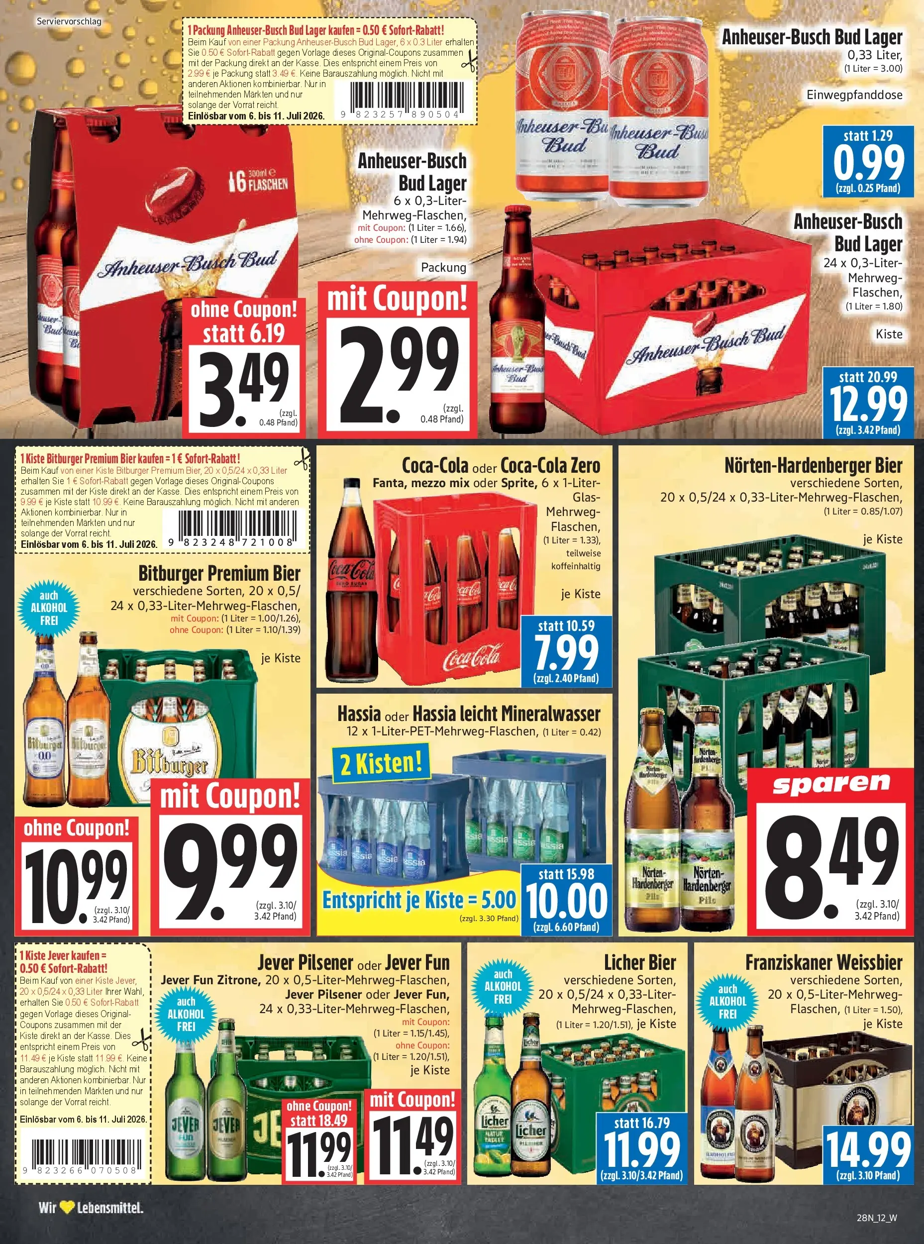 Angebote - Edeka Hahner: Wochenangebote (ab 05.07.2026) zum Blättern | Seite: 14 | Produkte: Cola, Bier, Weißbier, Mineralwasser
