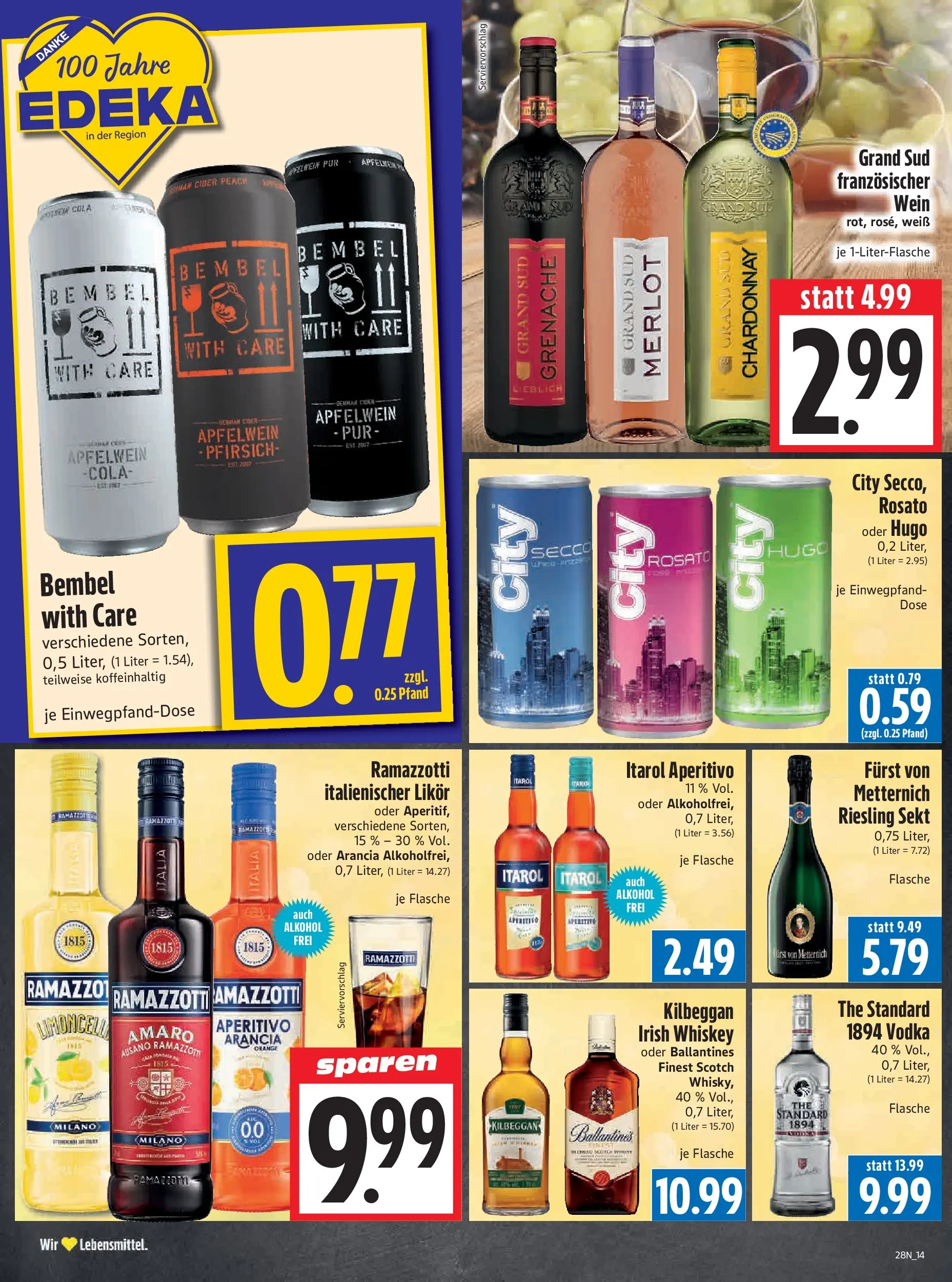 Angebote - Edeka Hahner: Wochenangebote (ab 05.07.2026) zum Blättern | Seite: 16 | Produkte: Cola, Wein, Hugo, Ramazzotti