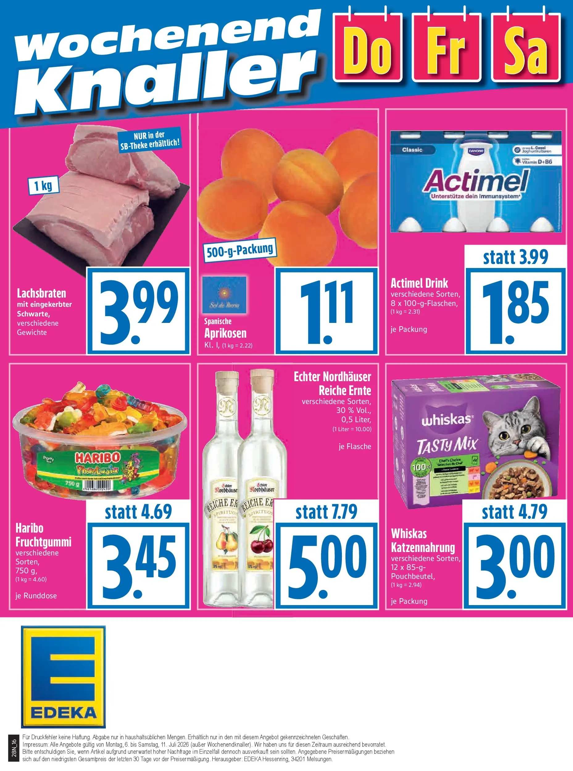 Angebote - Edeka Hahner: Wochenangebote (ab 05.07.2026) zum Blättern | Seite: 18 | Produkte: Actimel, Haribo, Whiskas
