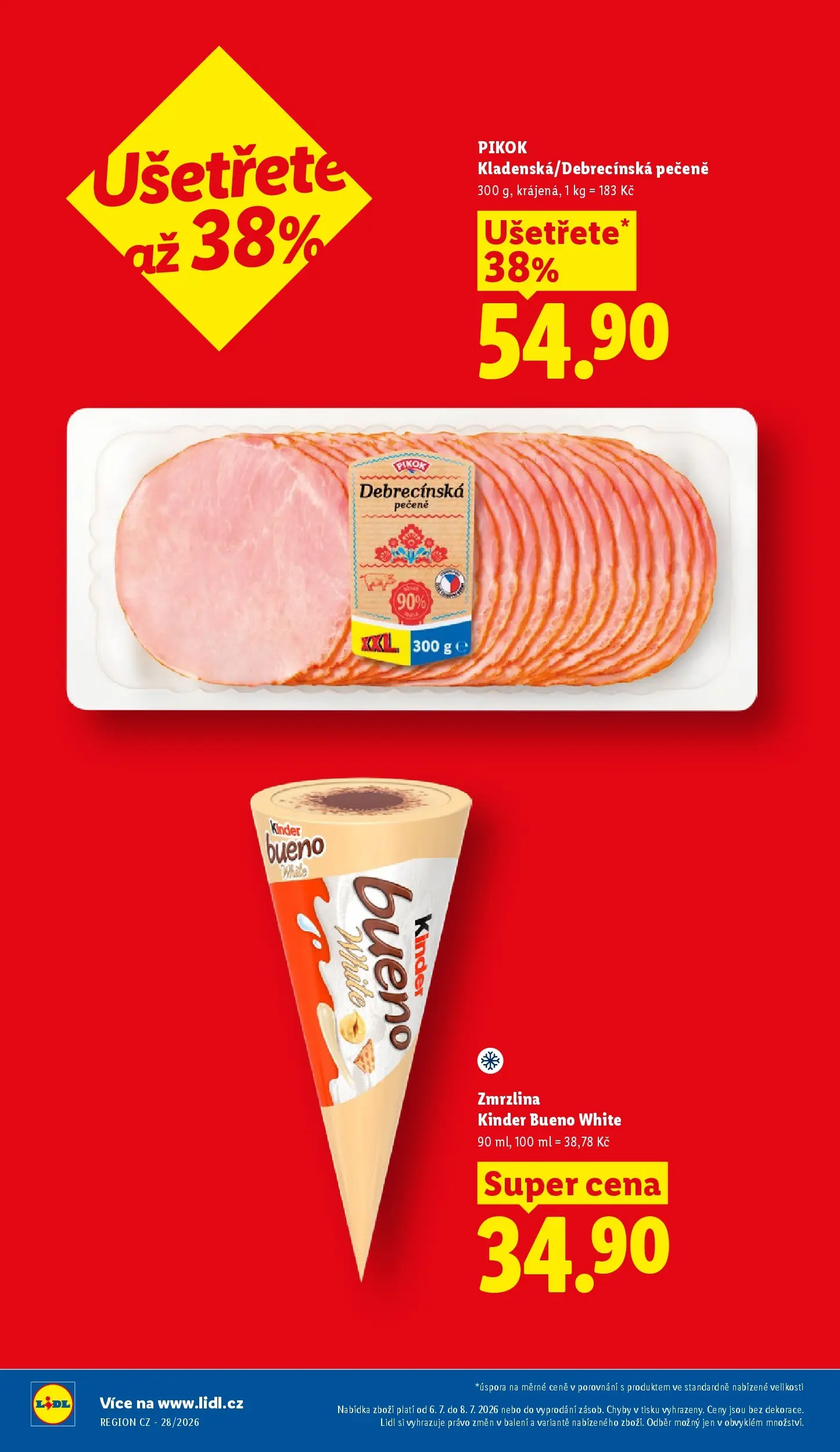 Lidl leták od 08.07.2026 - Nový akční leták | Strana: 4 | Produkty: Zmrzlina, Kinder, Kinder Bueno, Pikok