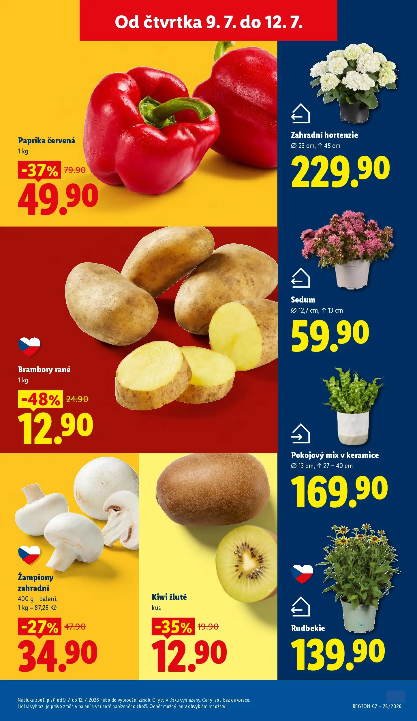 Lidl leták od 08.07.2026 - Nový akční leták | Strana: 11 | Produkty: Žampiony, Kiwi, Paprika, Paprika červená