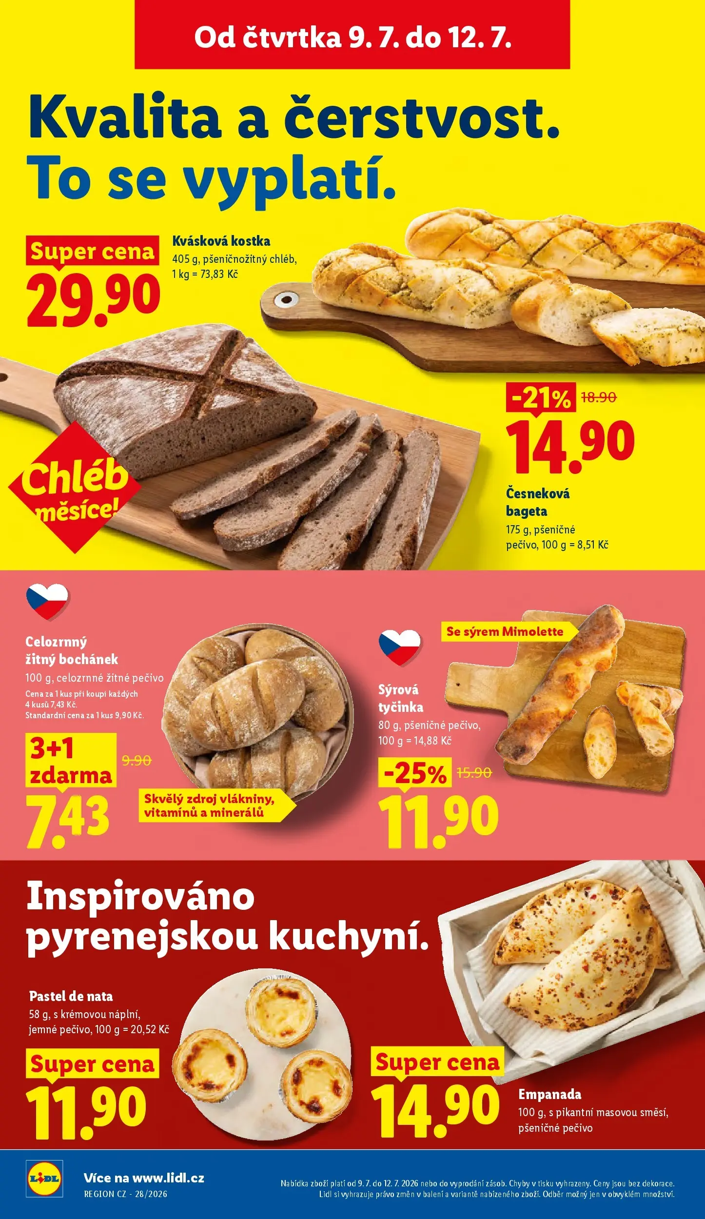 Lidl leták od 08.07.2026 - Nový akční leták | Strana: 12 | Produkty: Chléb, Pečivo, Bageta, Žitné pečivo