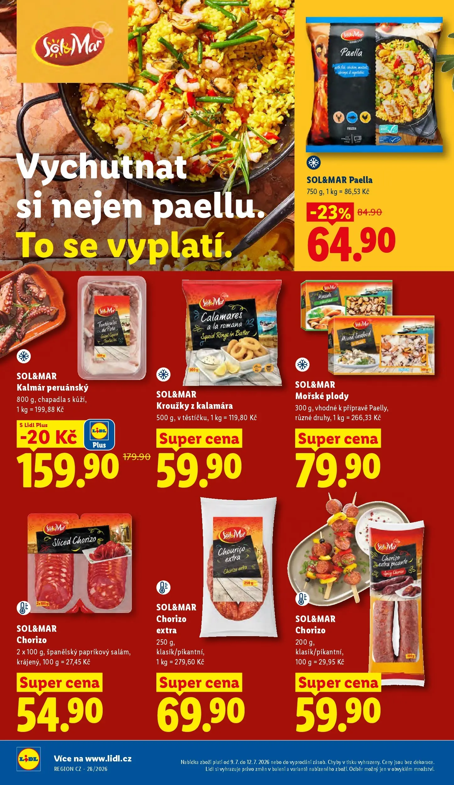 Lidl leták od 08.07.2026 - Nový akční leták | Strana: 16 | Produkty: Paella, Chorizo