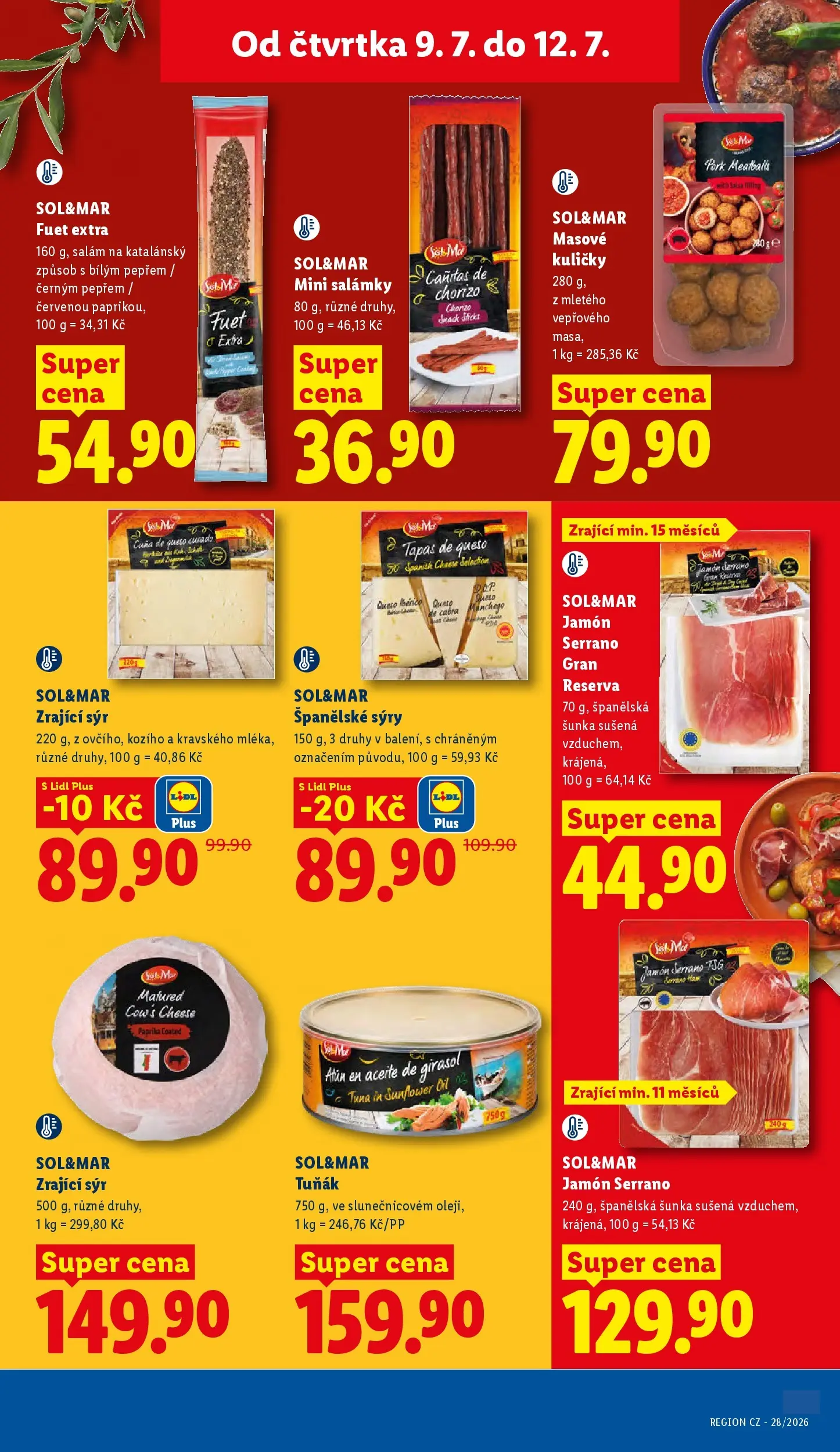 Lidl leták od 08.07.2026 - Nový akční leták | Strana: 17 | Produkty: Šunka, Zrající sýr, Paprika, Fuet