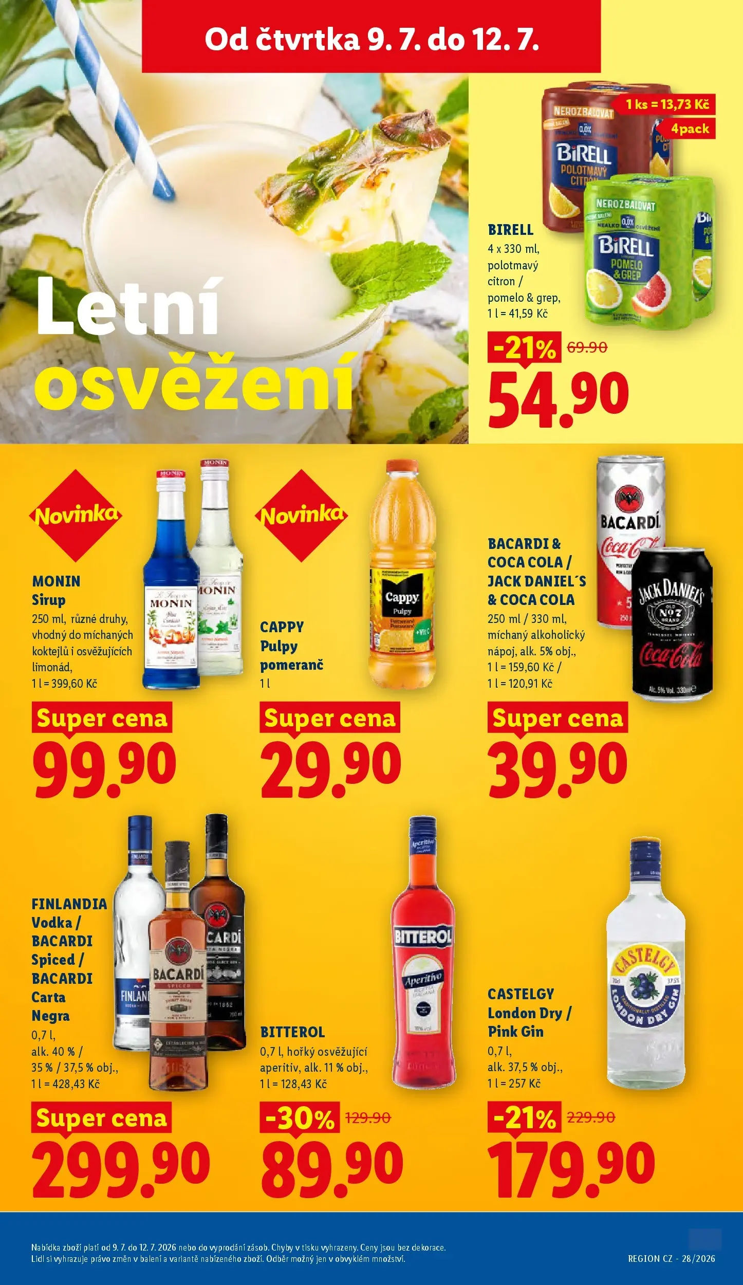 Lidl leták od 08.07.2026 - Nový akční leták | Strana: 23 | Produkty: Monin, Gin, Vodka, Coca cola