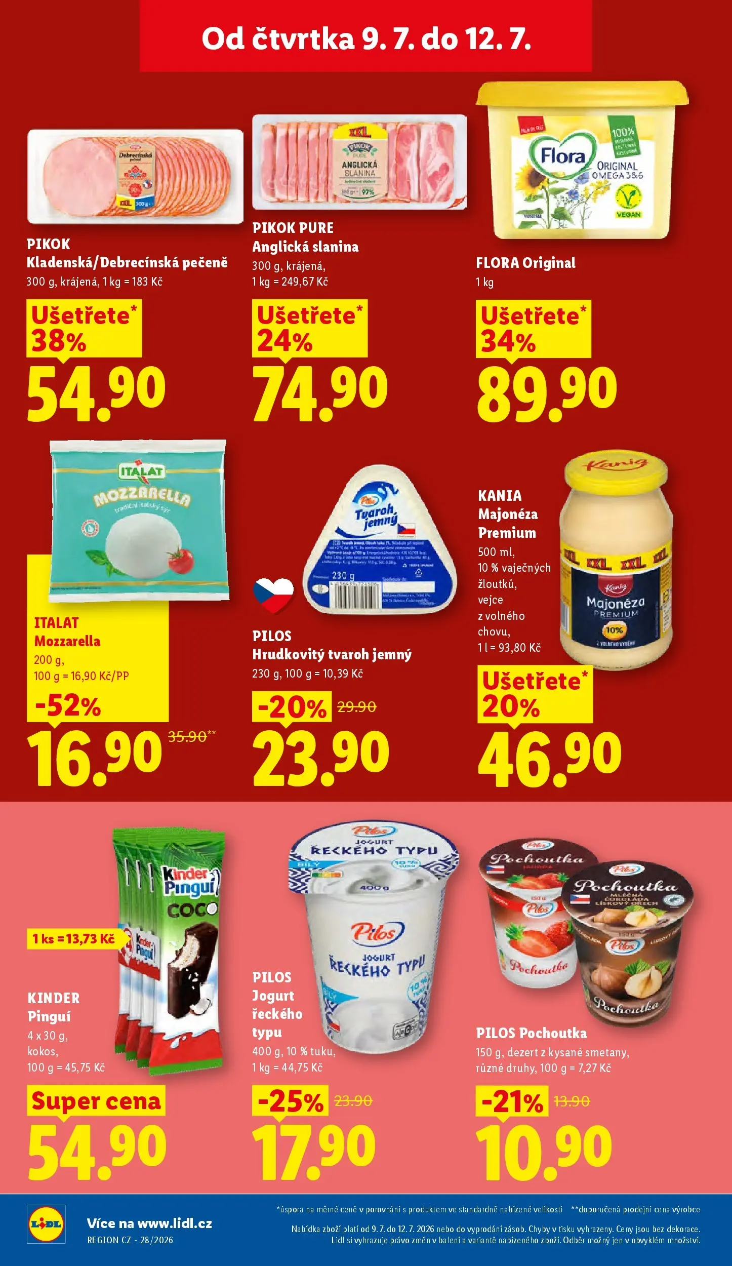 Lidl leták od 08.07.2026 - Nový akční leták | Strana: 24 | Produkty: Jogurt, Kinder Pinguí, Flora, Pikok