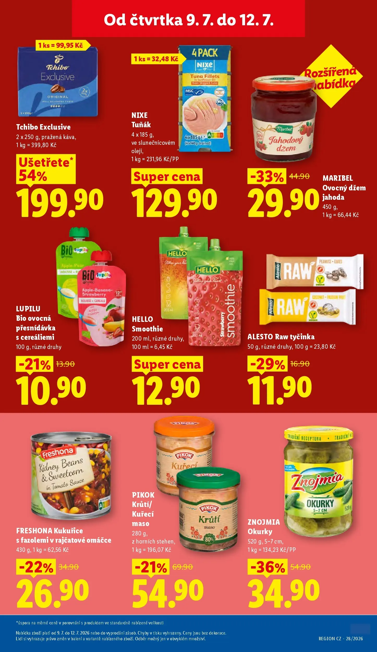 Lidl leták od 08.07.2026 - Nový akční leták | Strana: 26 | Produkty: Okurky, Raw tyčinka, Smoothie, Maso